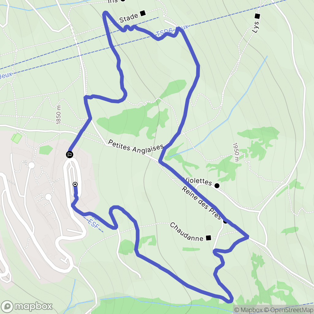 Valmeinier : carte du parcours de randonnée - France