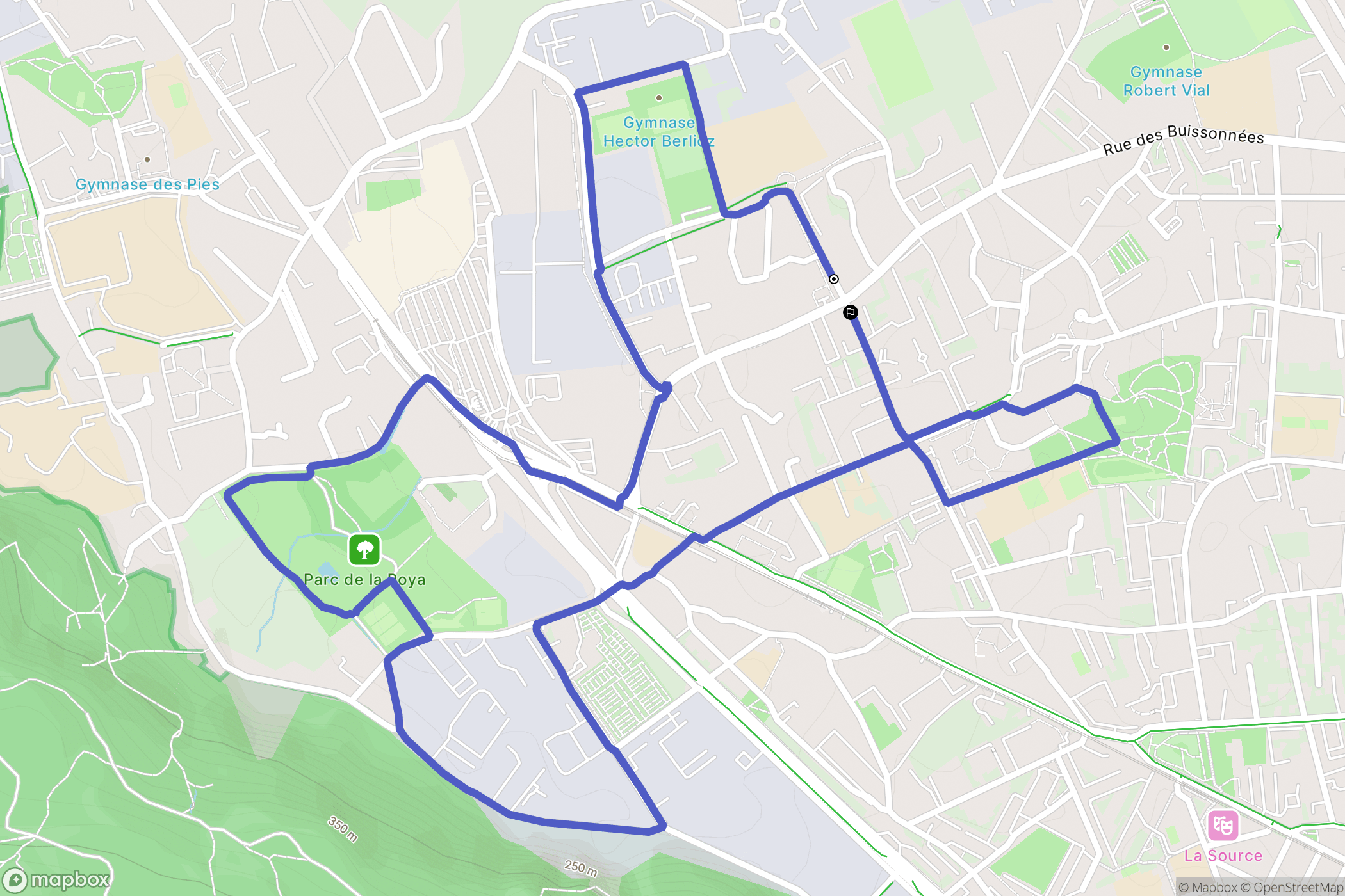 Fontaine : carte du parcours de randonnée - France