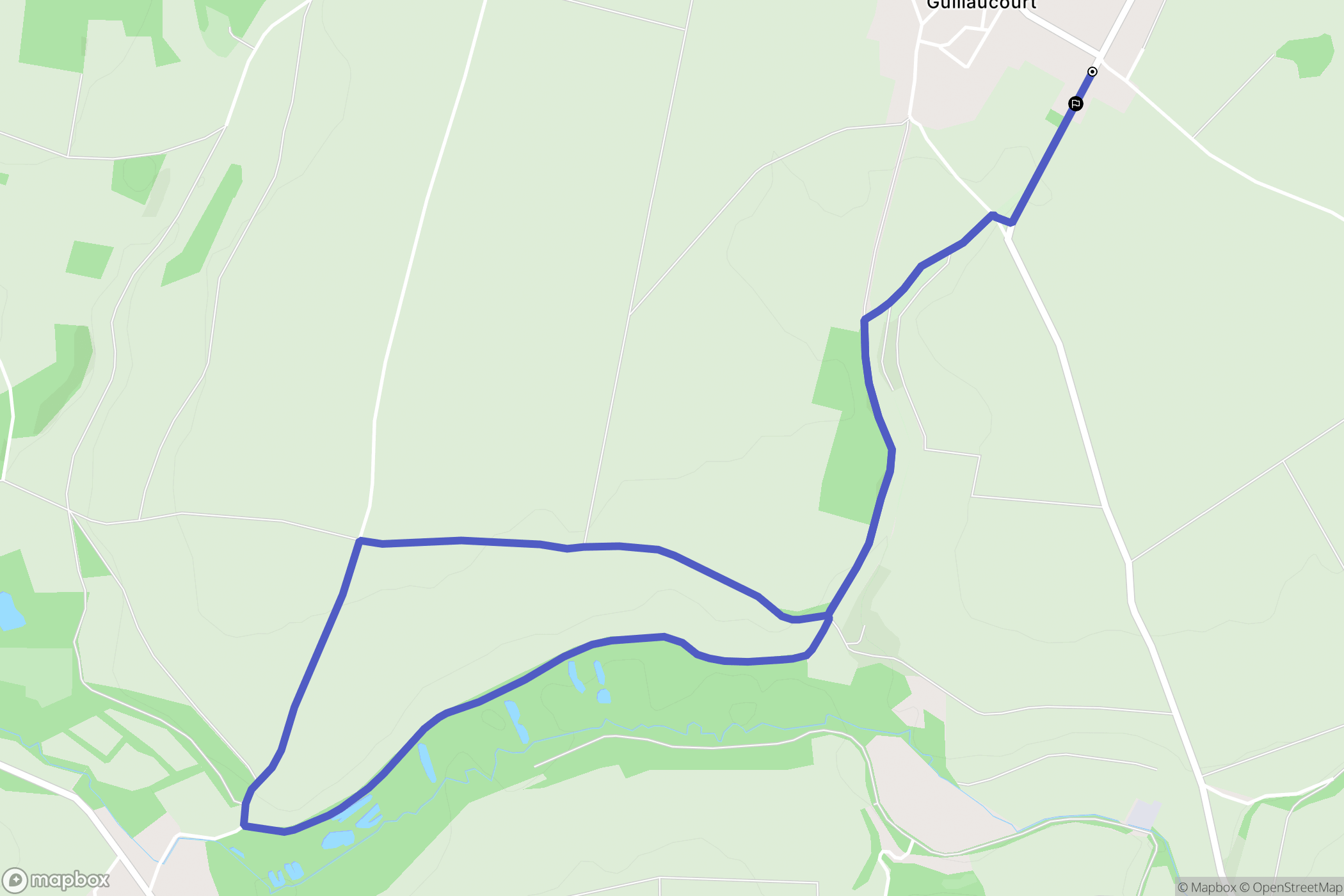 Guillaucourt : carte du parcours de randonnée - France