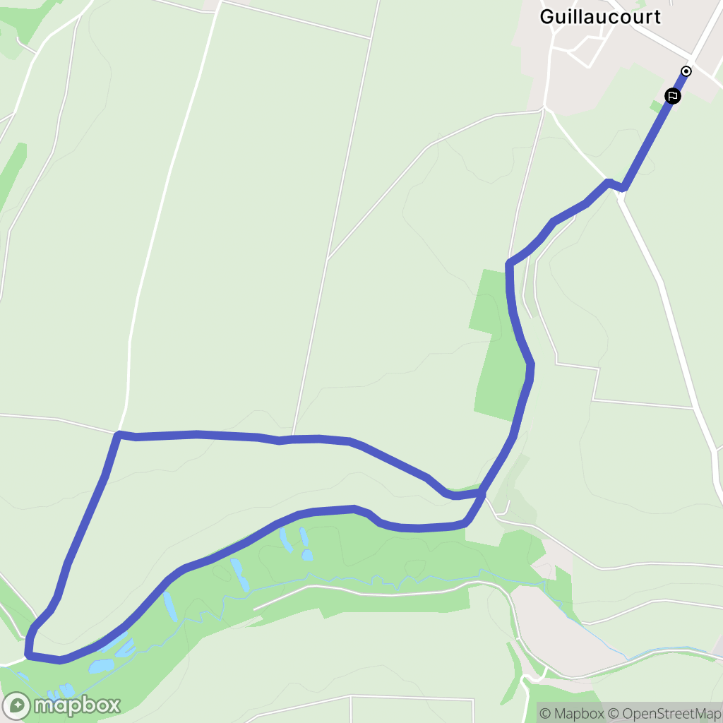 Guillaucourt : carte du parcours de randonnée - France