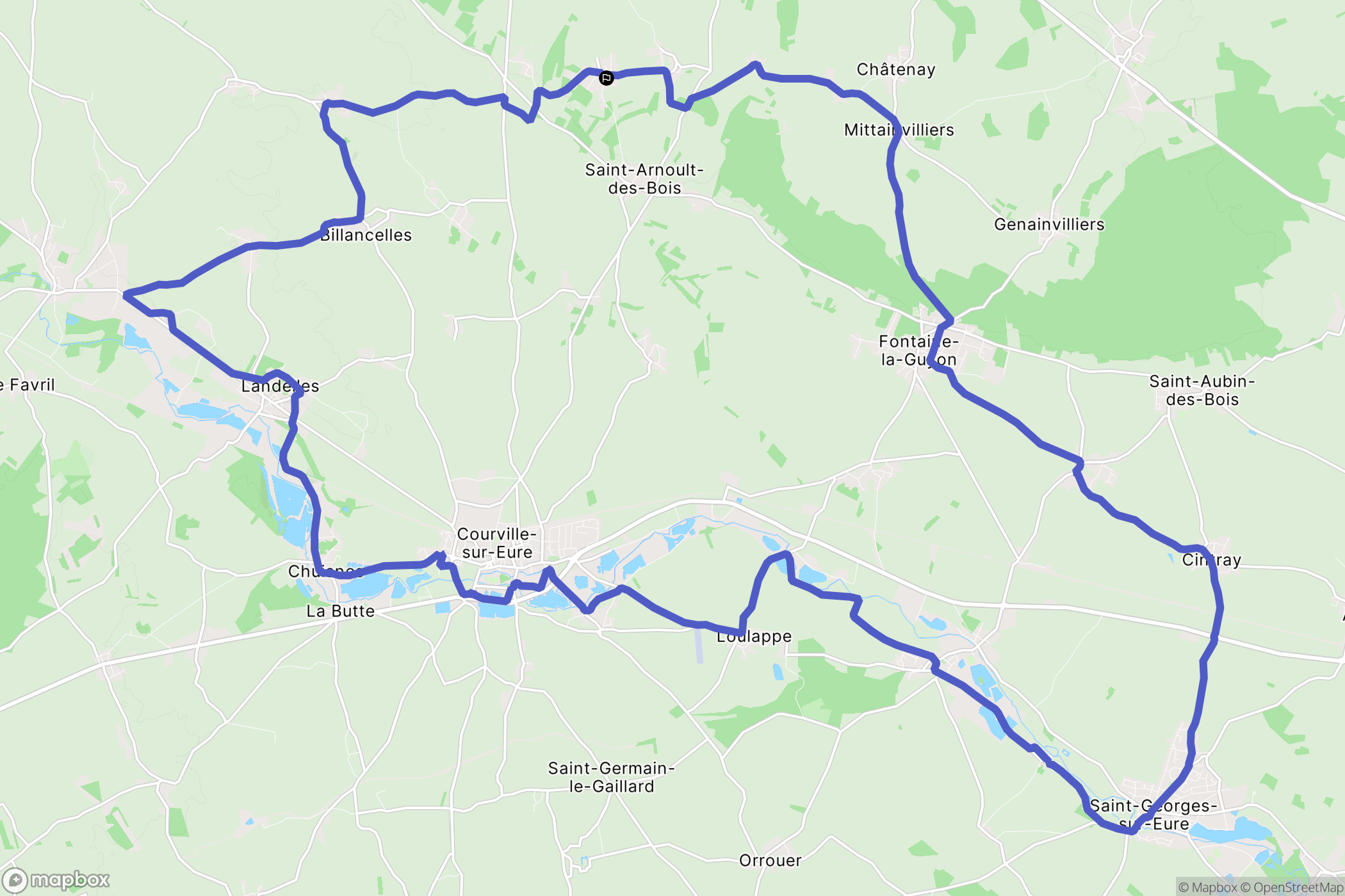 Saint-Arnoult-des-Bois : carte du parcours de randonnée - France
