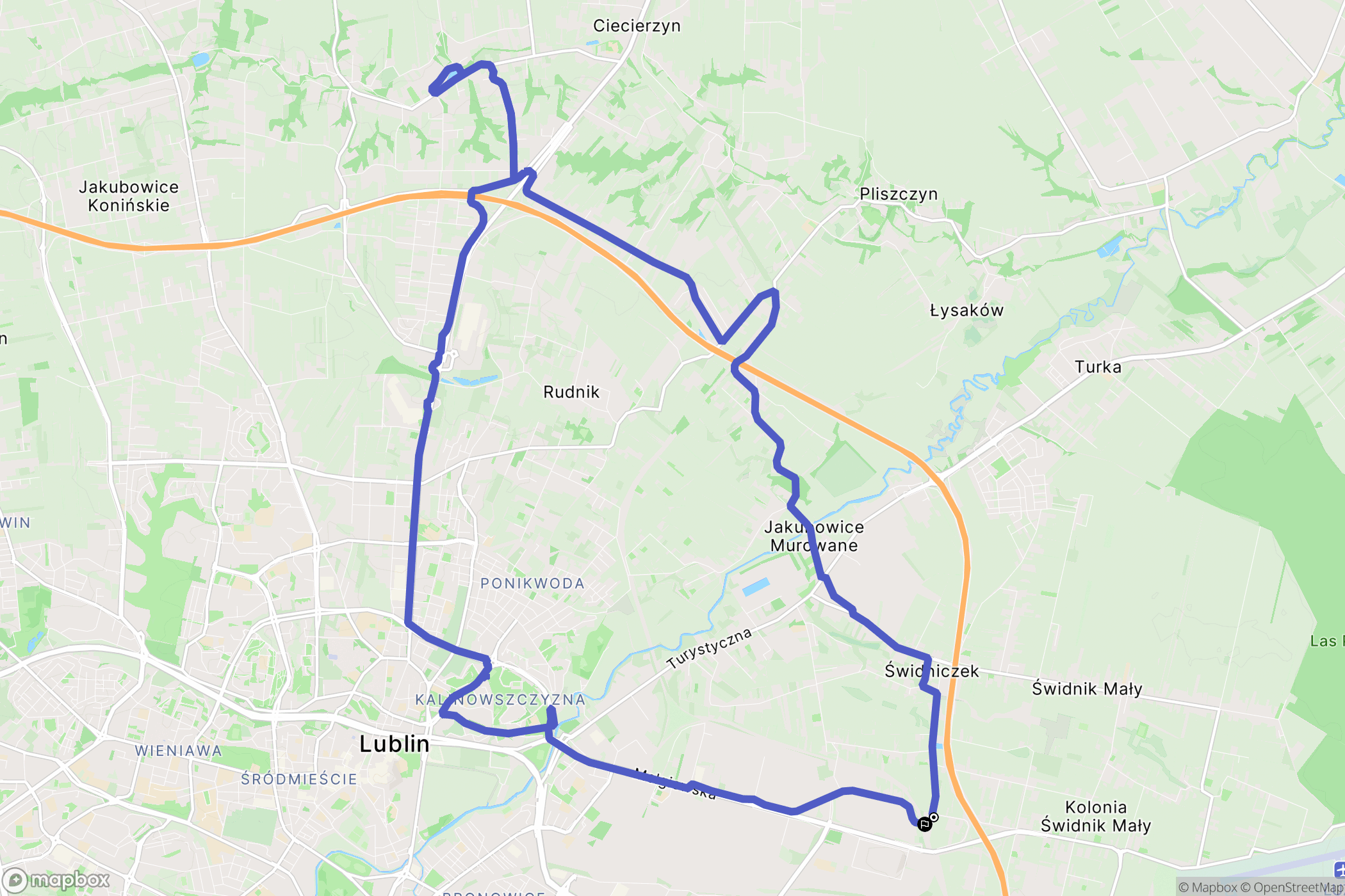 Świdnik: mapa trasy - Poland
