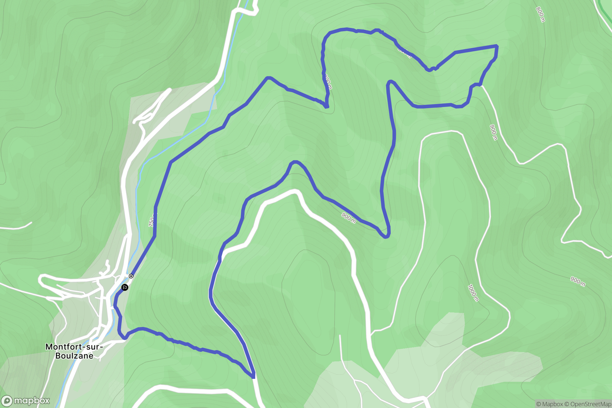 Montfort-sur-Boulzane : carte du parcours de randonnée - France