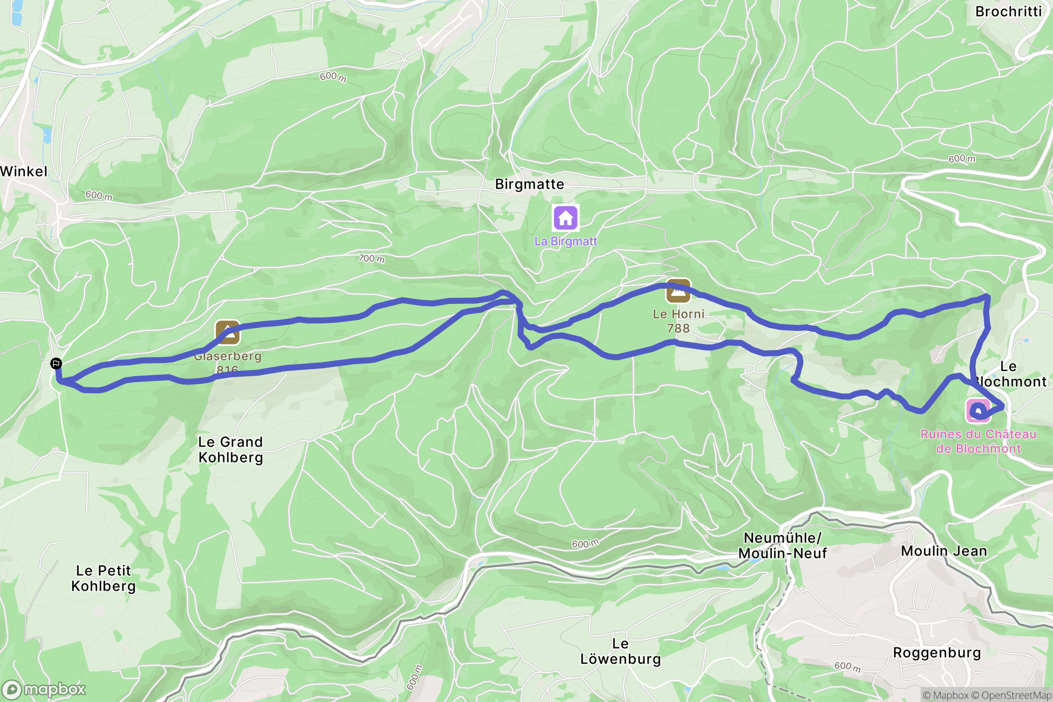 Winkel : carte du parcours de randonnée - France