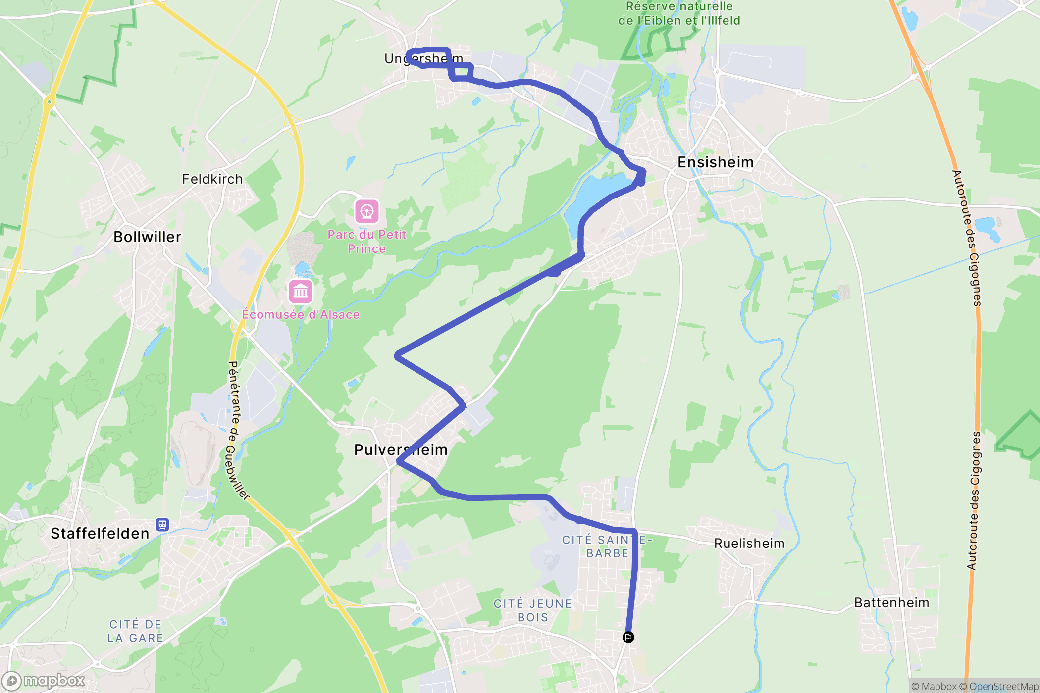 Wittenheim : carte du parcours de randonnée - France