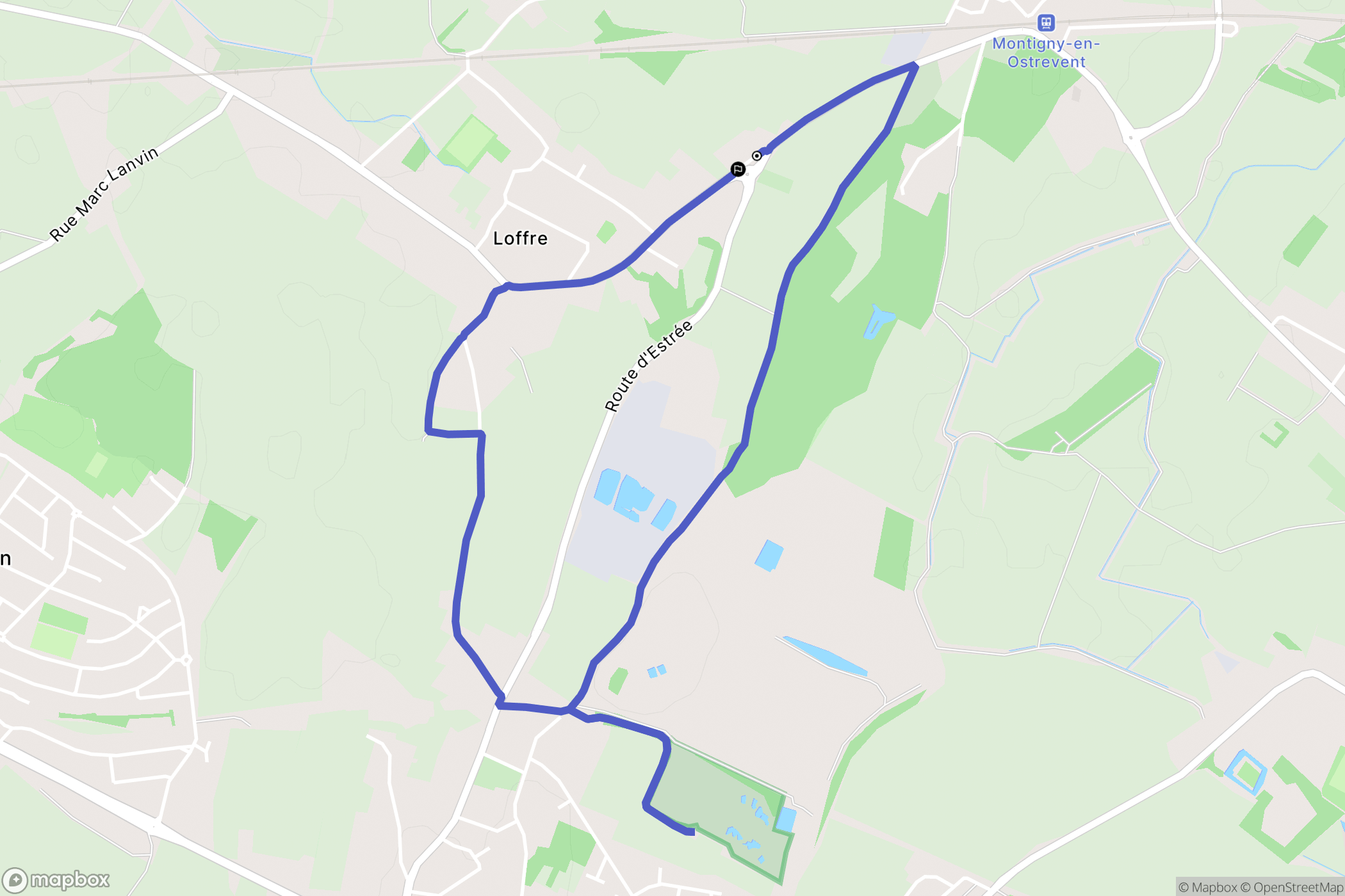 Loffre : carte du parcours de randonnée - France