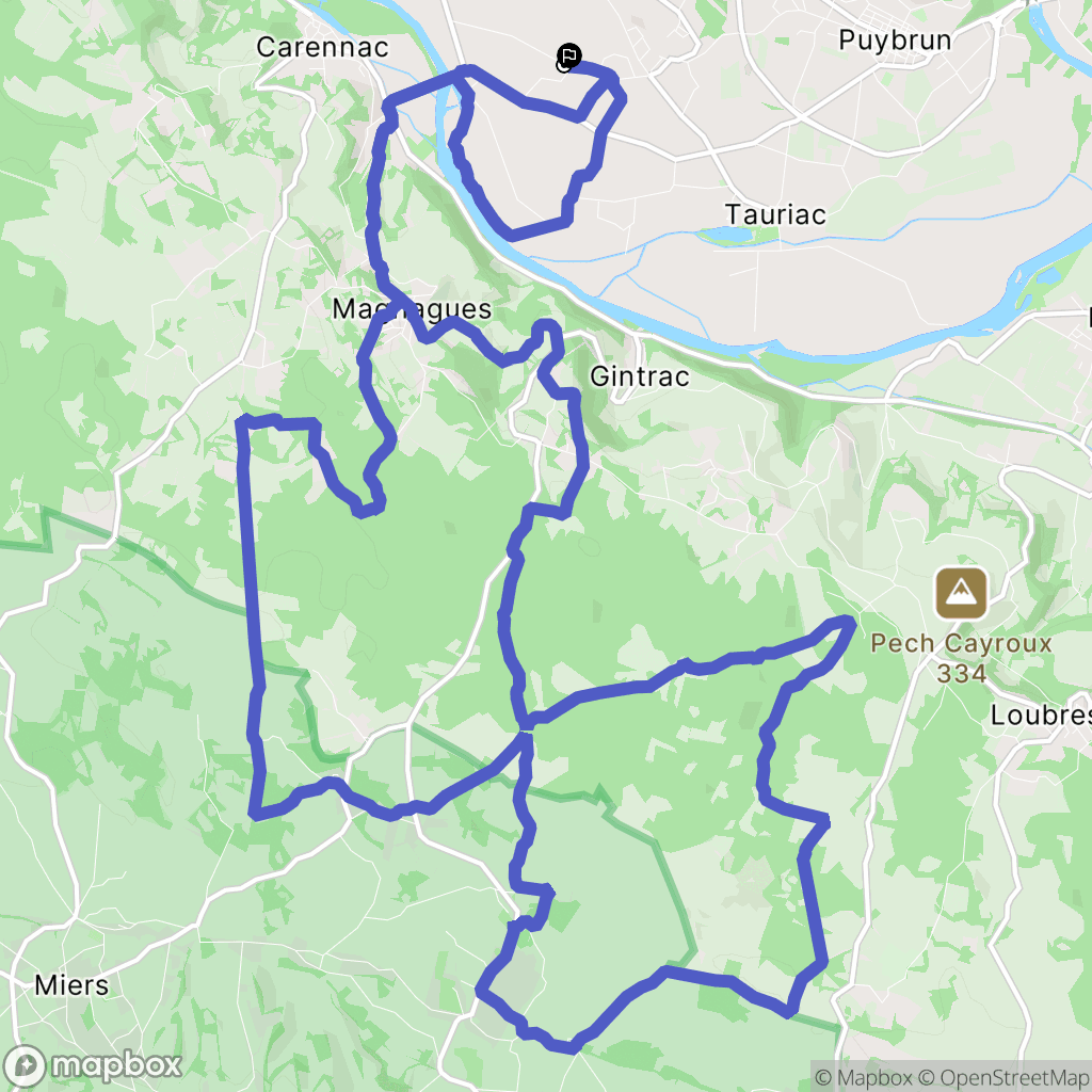 Tauriac : carte du parcours de randonnée - France