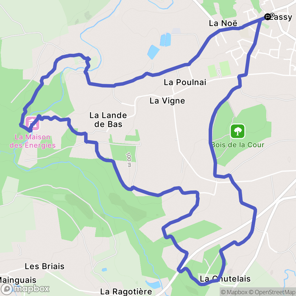 Lassy : carte du parcours de randonnée - France