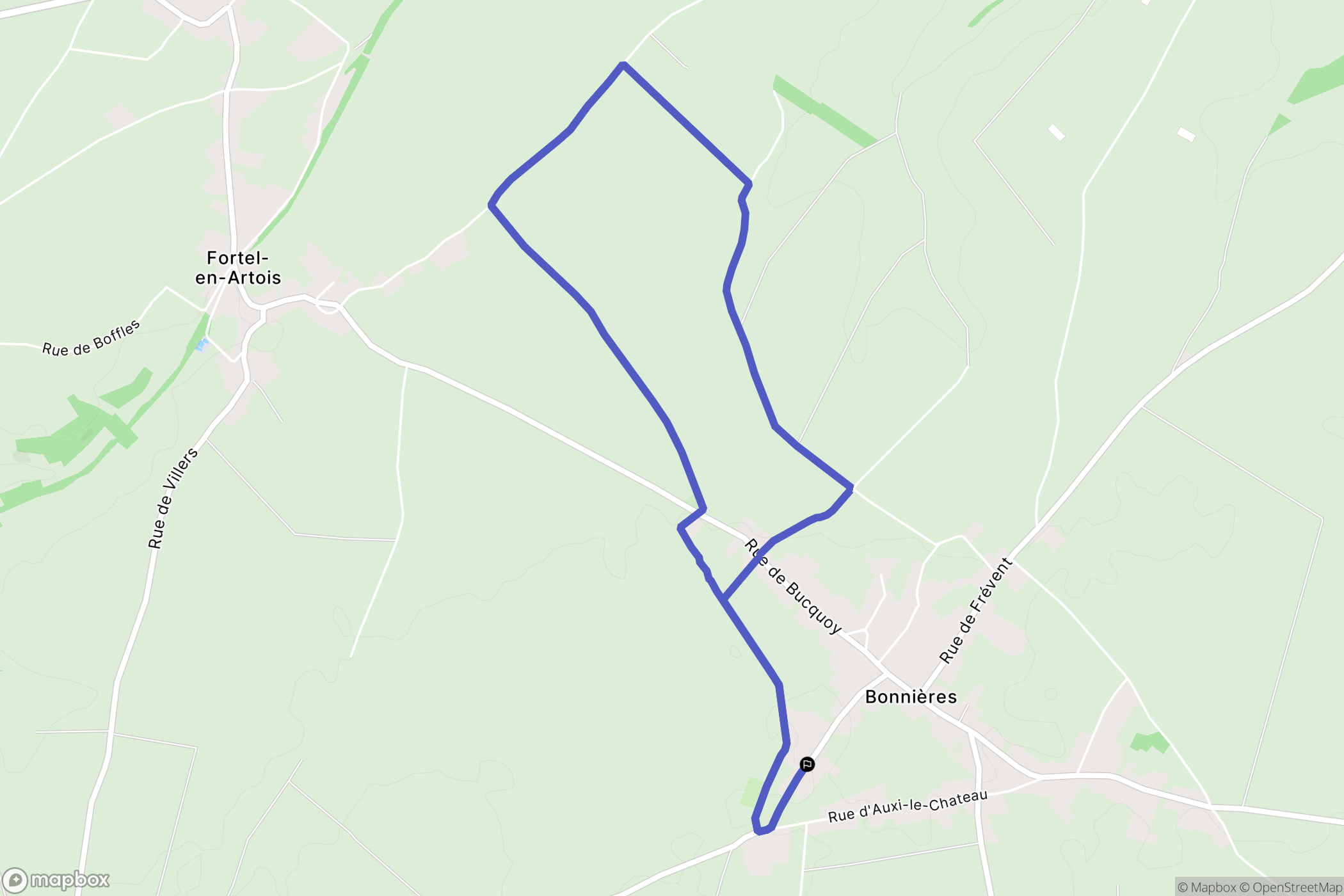 Bonnières : carte du parcours de randonnée - France