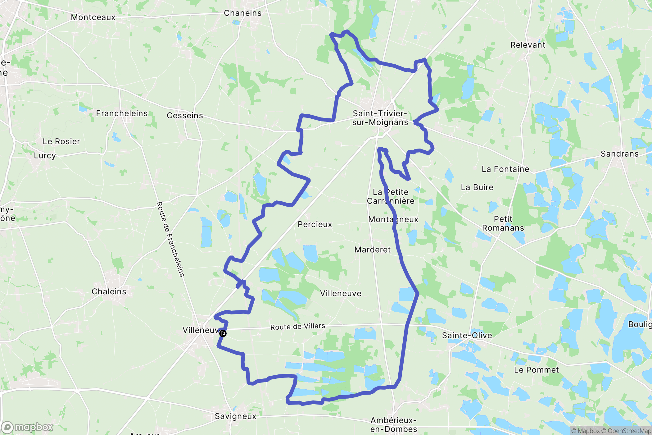 Villeneuve : carte du parcours de randonnée - France