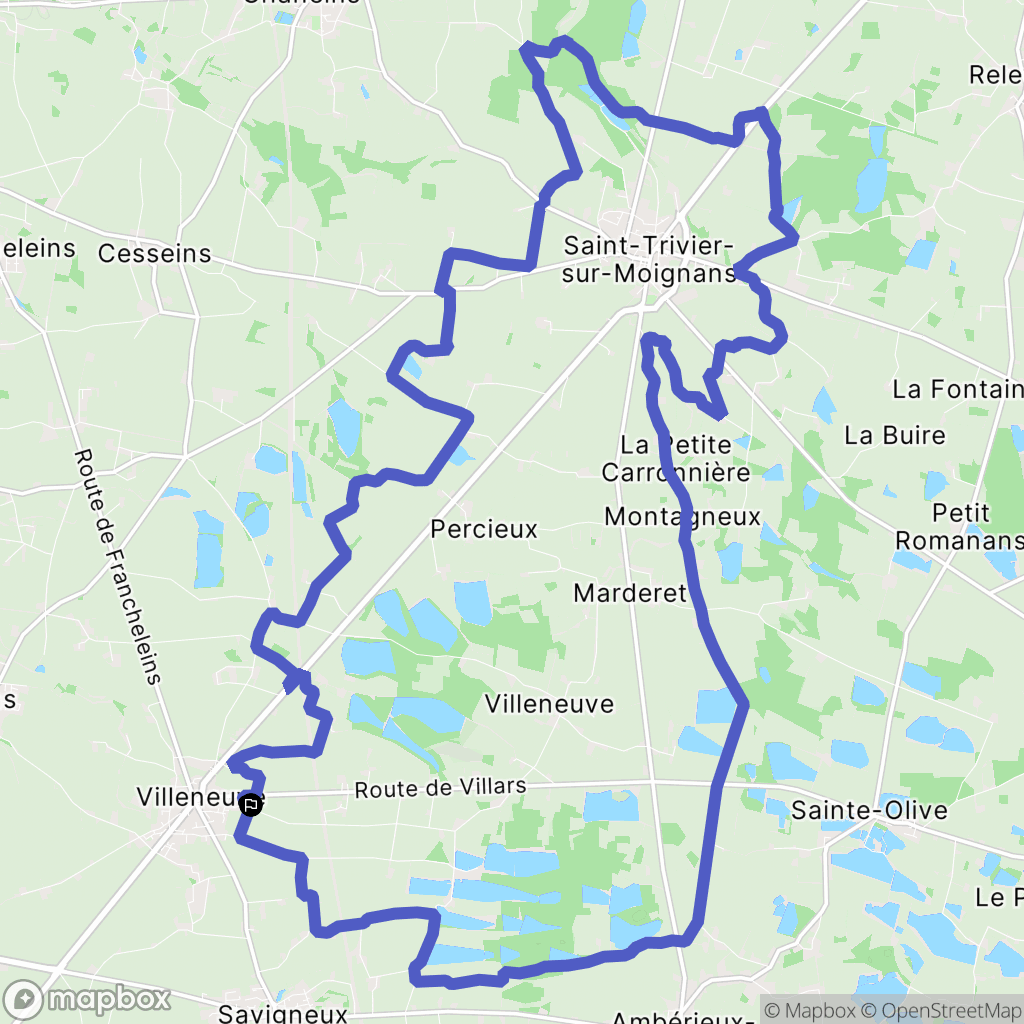 Villeneuve : carte du parcours de randonnée - France