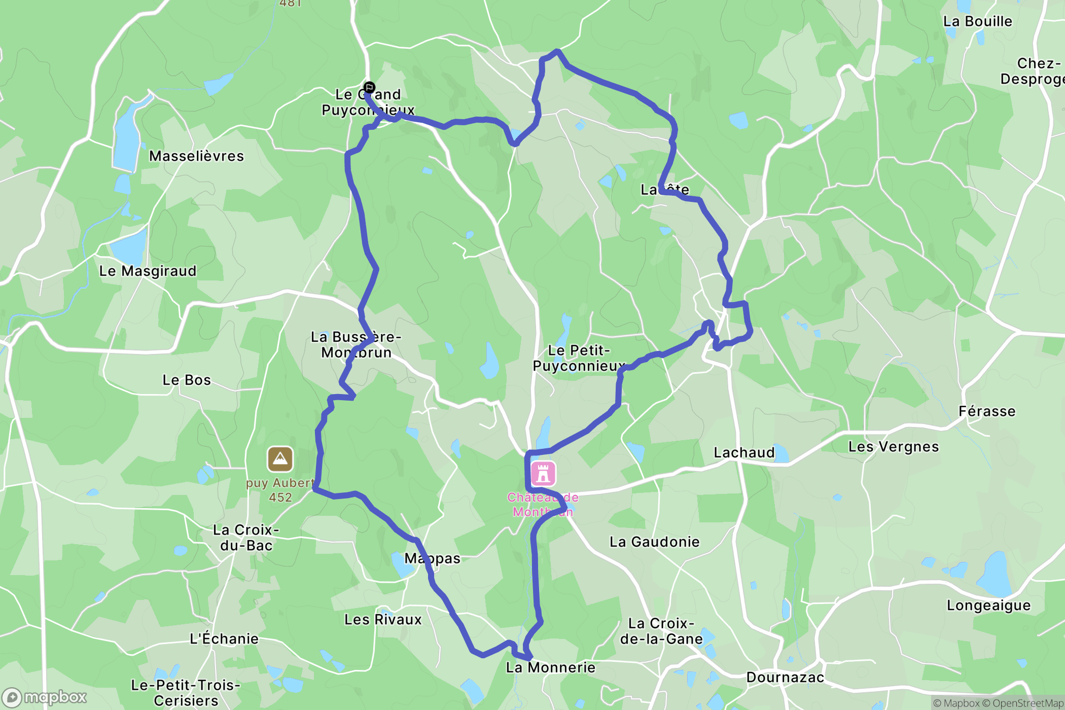 Dournazac : carte du parcours de randonnée - France