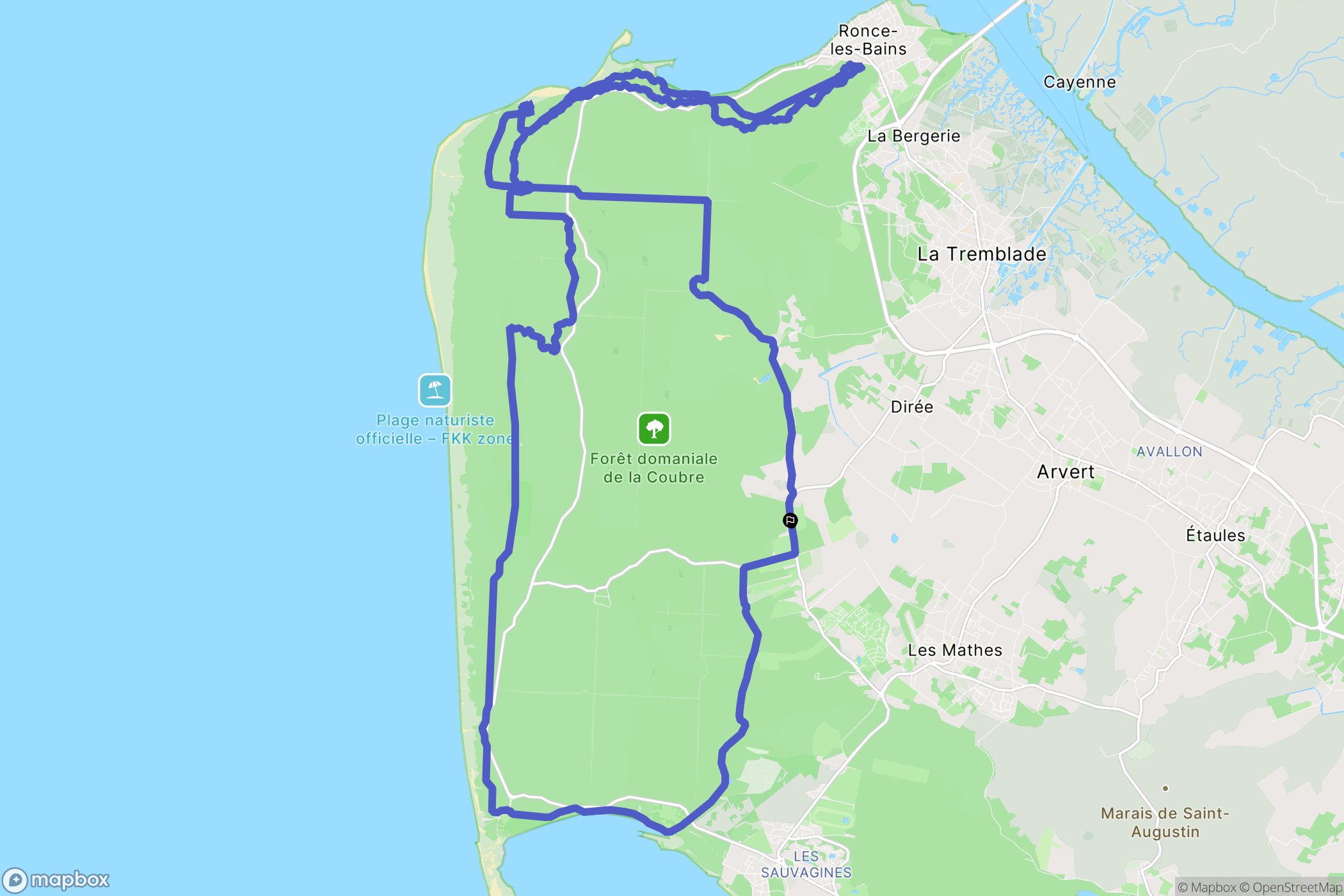 Les Mathes : carte du parcours de randonnée - France