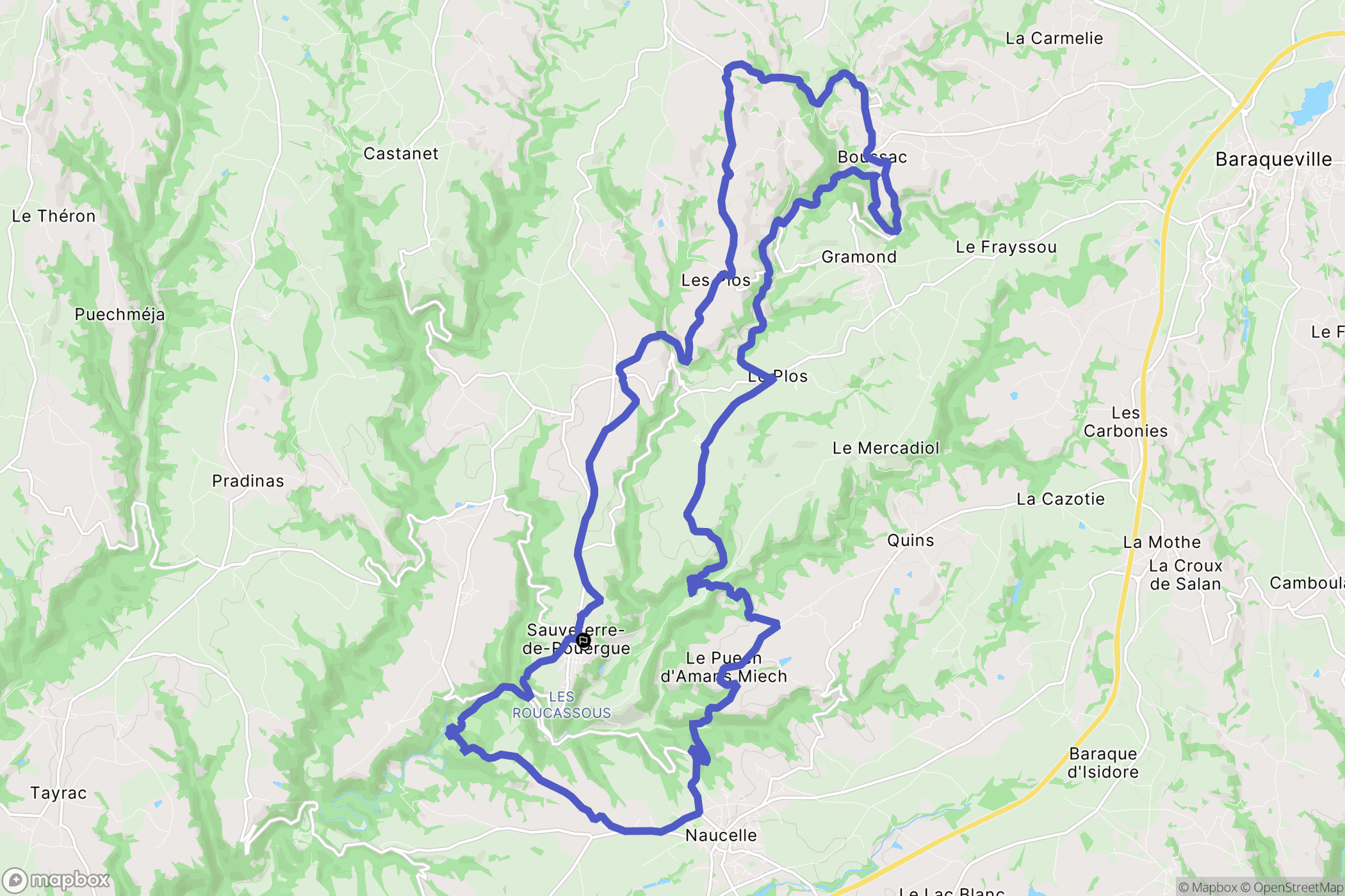Sauveterre-de-Rouergue : carte du parcours de randonnée - France