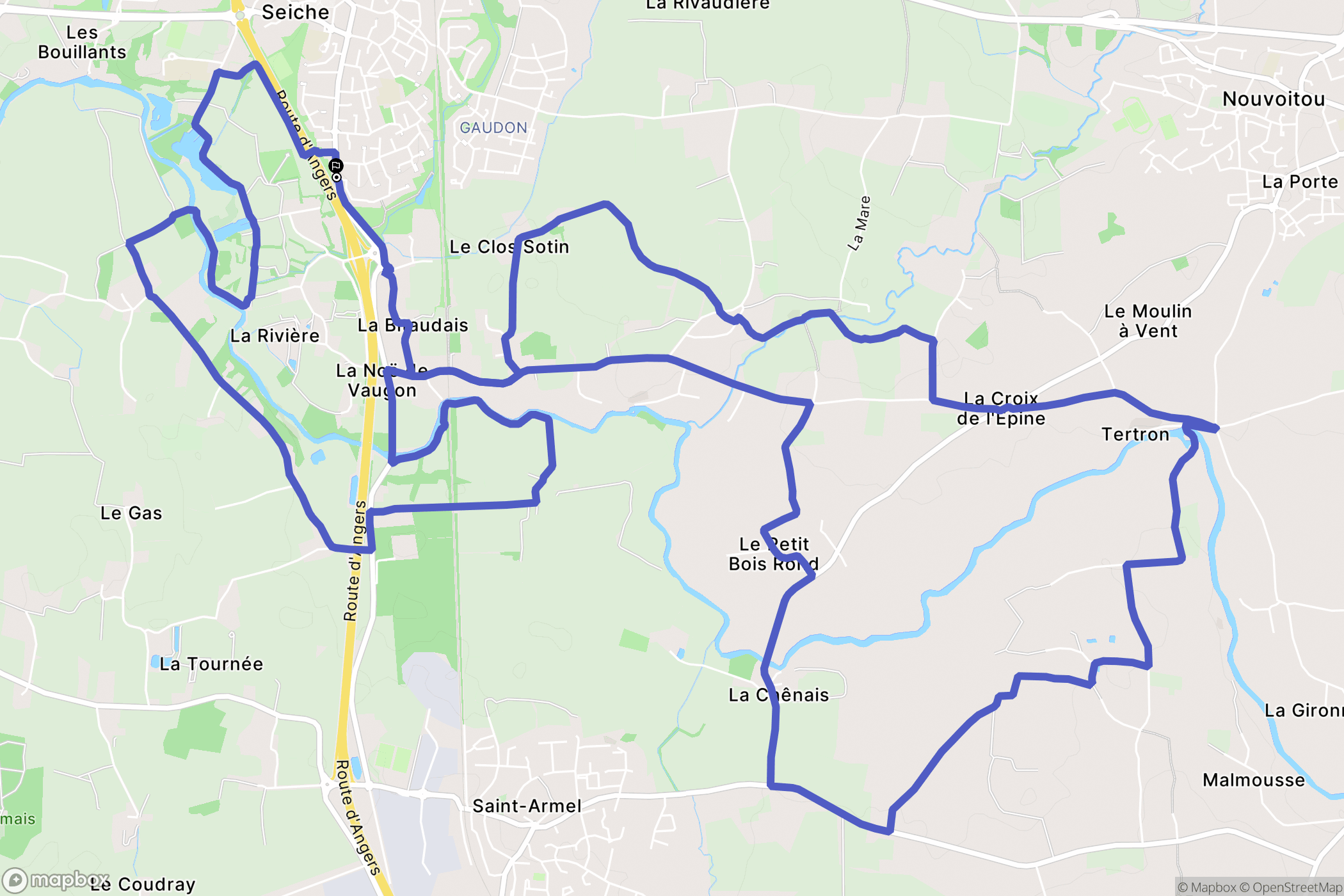 Vern-sur-Seiche : carte du parcours de randonnée - France