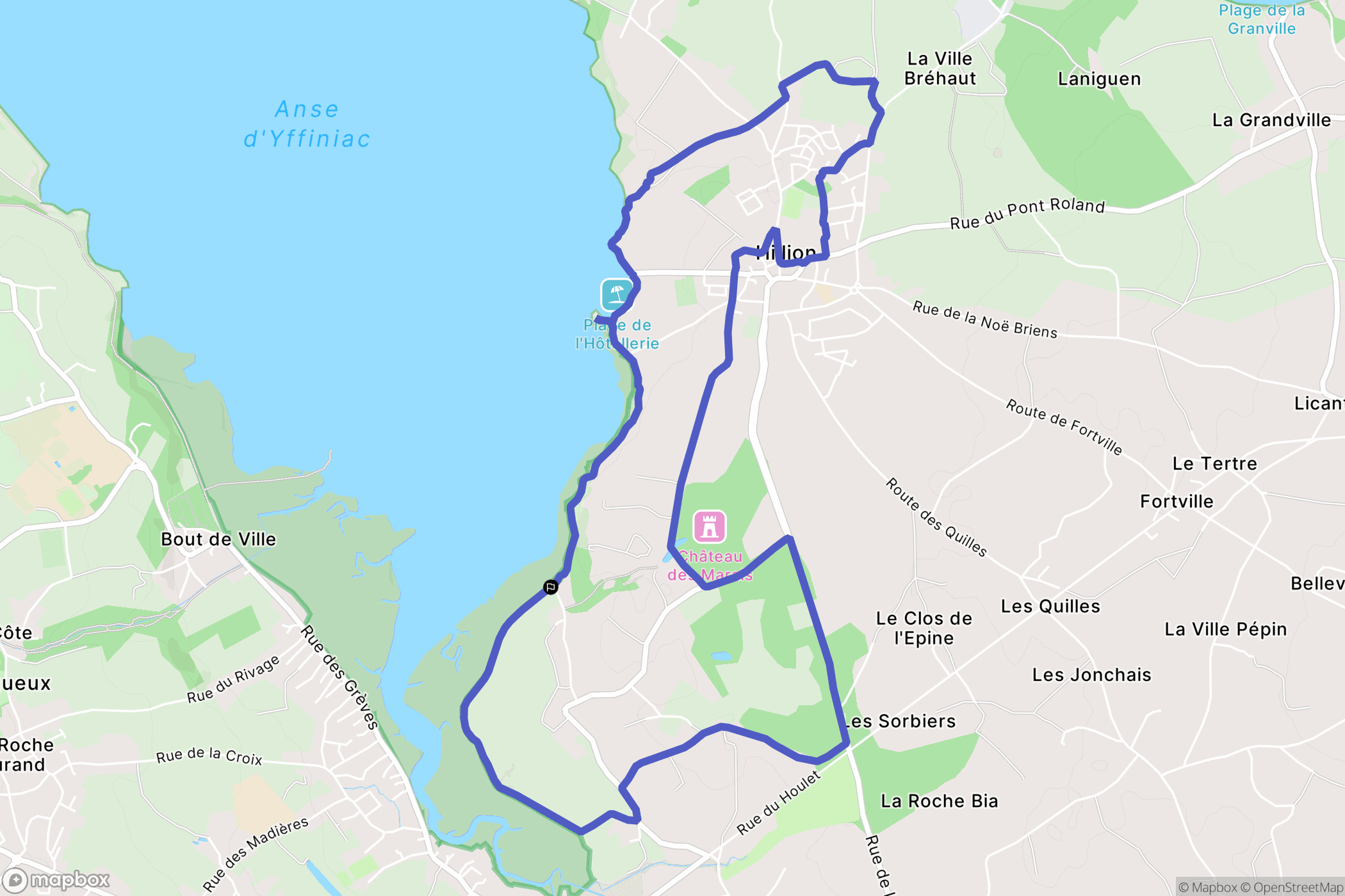 Hillion : carte du parcours de randonnée - France