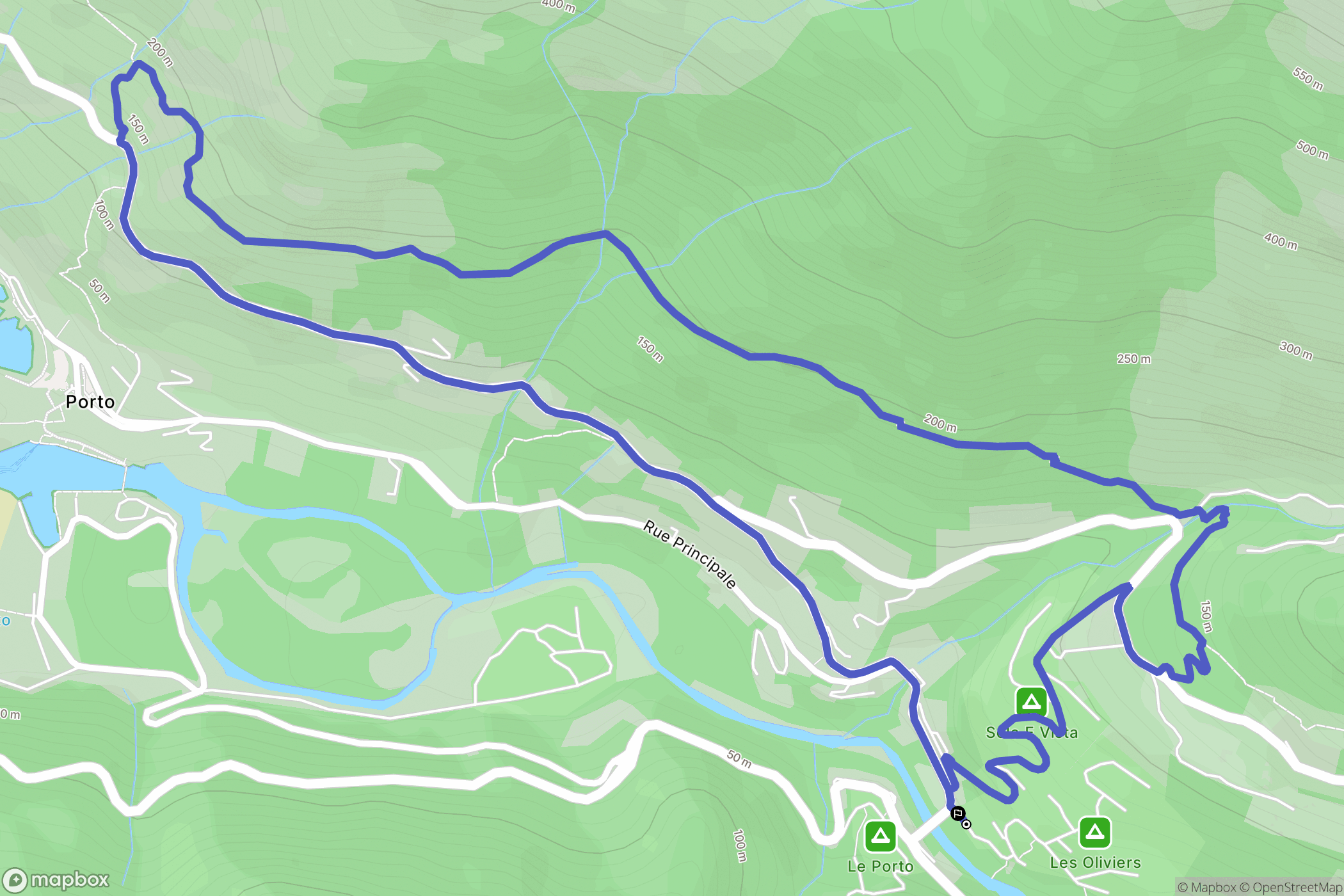 Ota : carte du parcours de randonnée - France