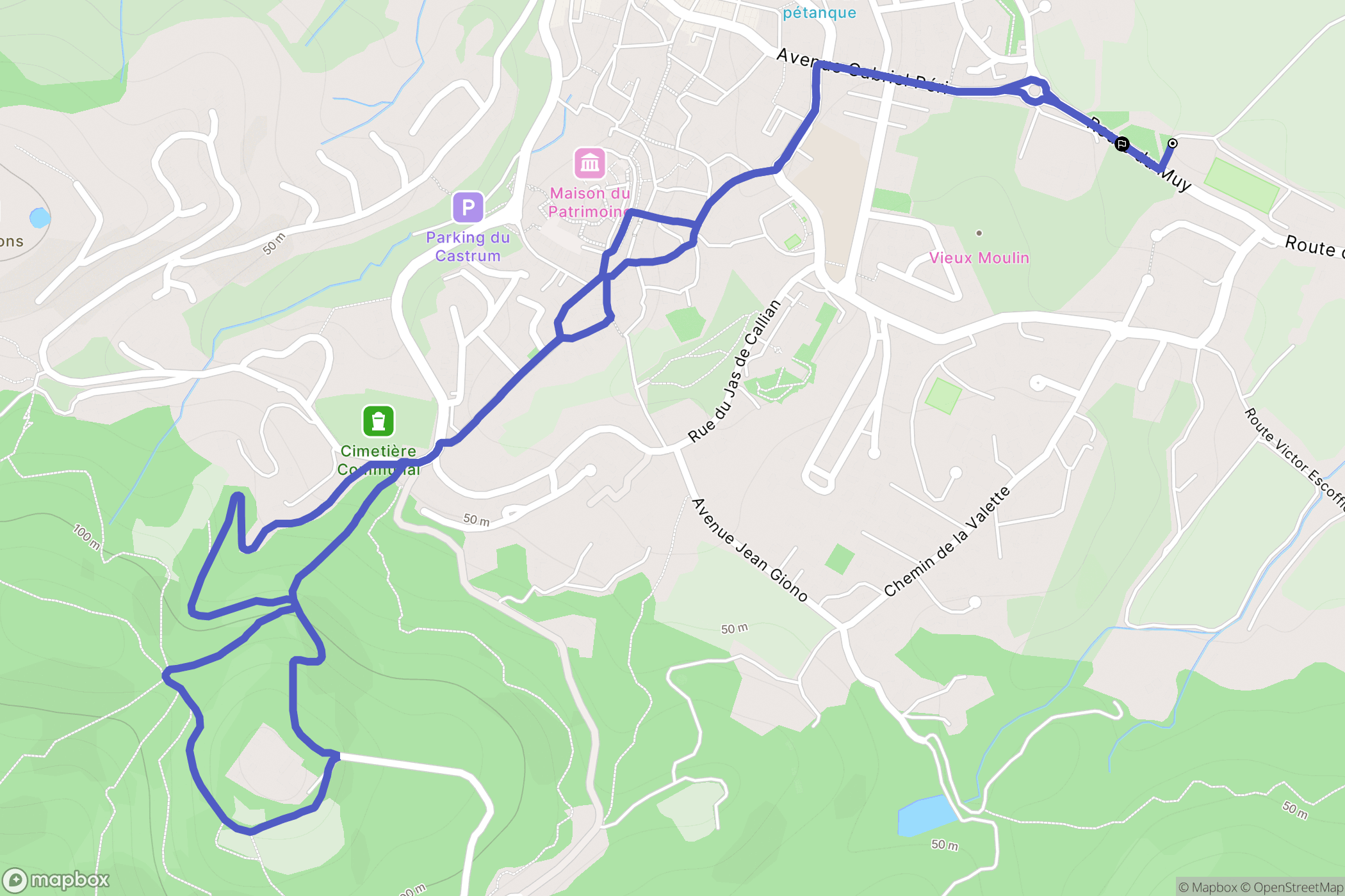 Roquebrune-sur-Argens : carte du parcours de randonnée - France