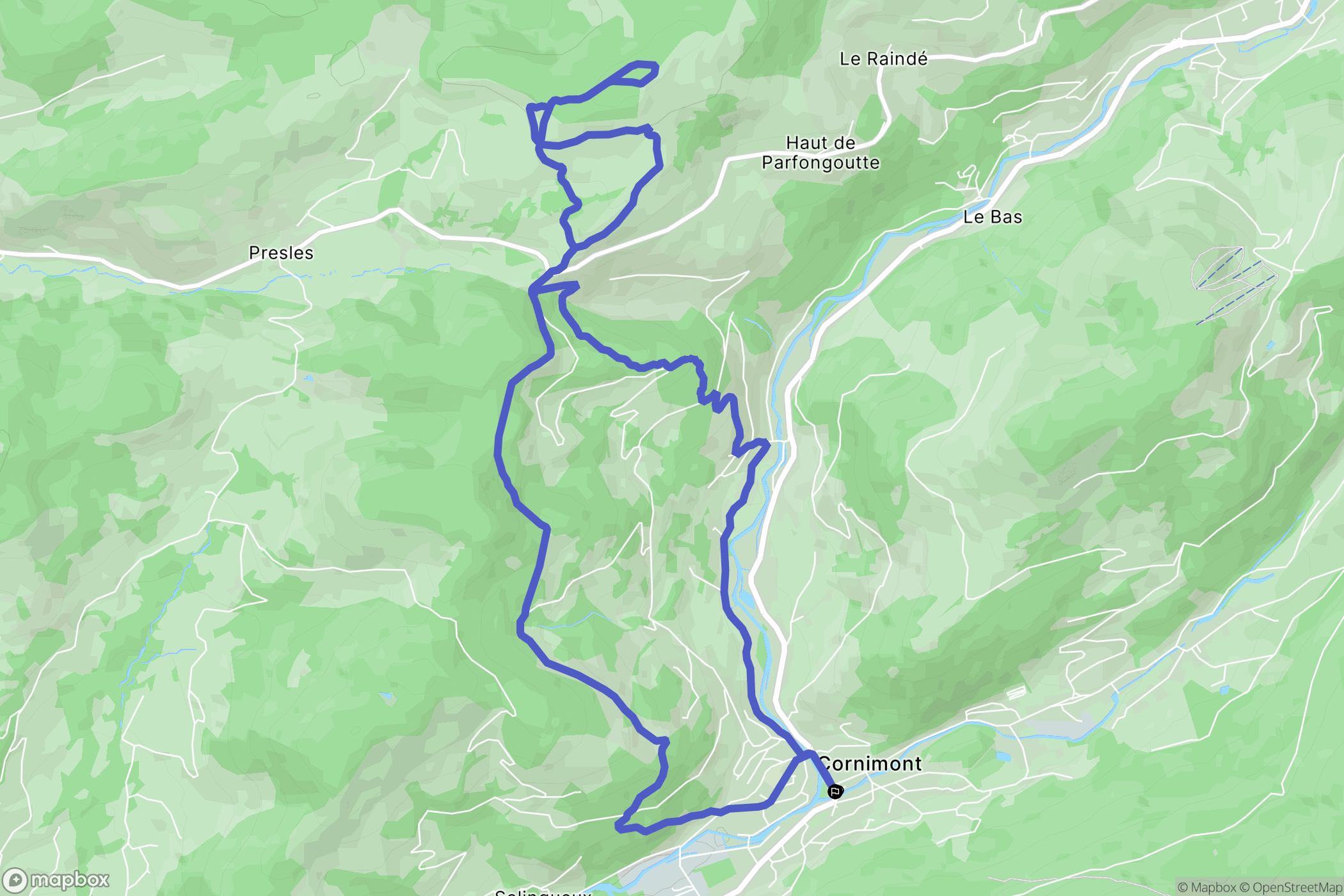 Cornimont : carte du parcours de randonnée - France