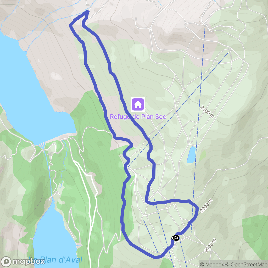 Aussois : carte du parcours de randonnée - France