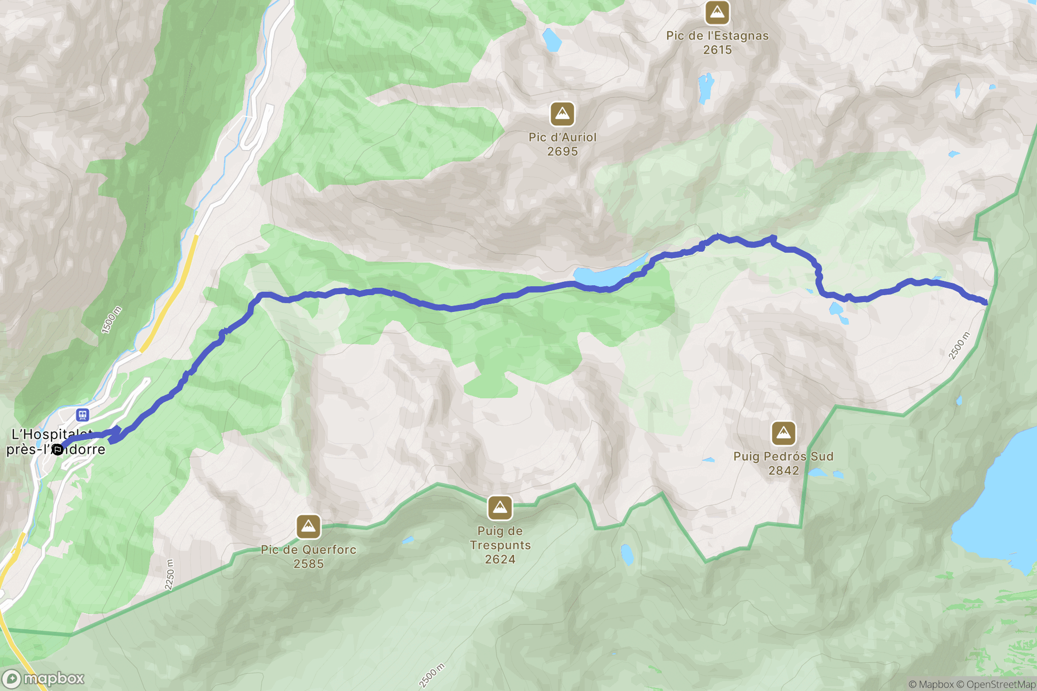 L'Hospitalet-près-l'Andorre : carte du parcours de randonnée - France