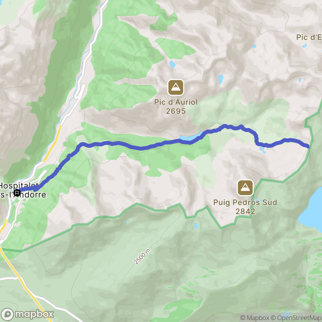 L'Hospitalet-près-l'Andorre : carte du parcours de randonnée - France