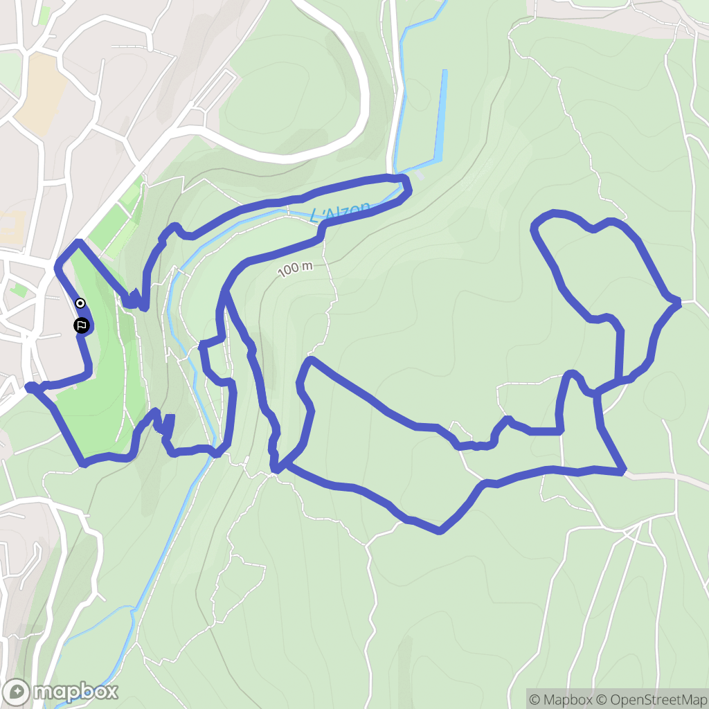 Uzès : carte du parcours de randonnée - France