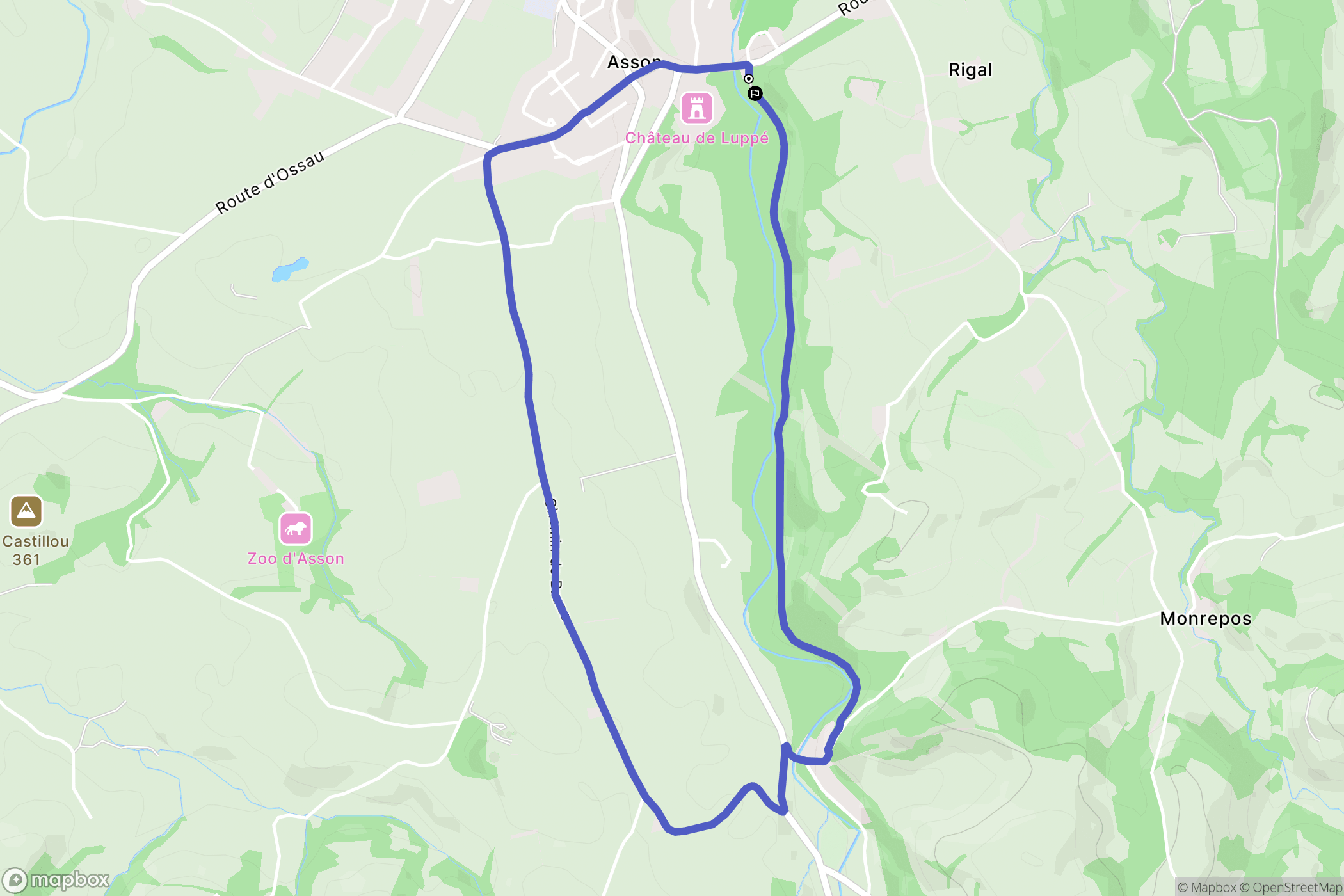 Asson : carte du parcours de randonnée - France