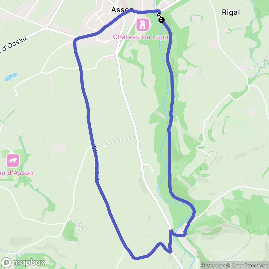 Asson : carte du parcours de randonnée - France