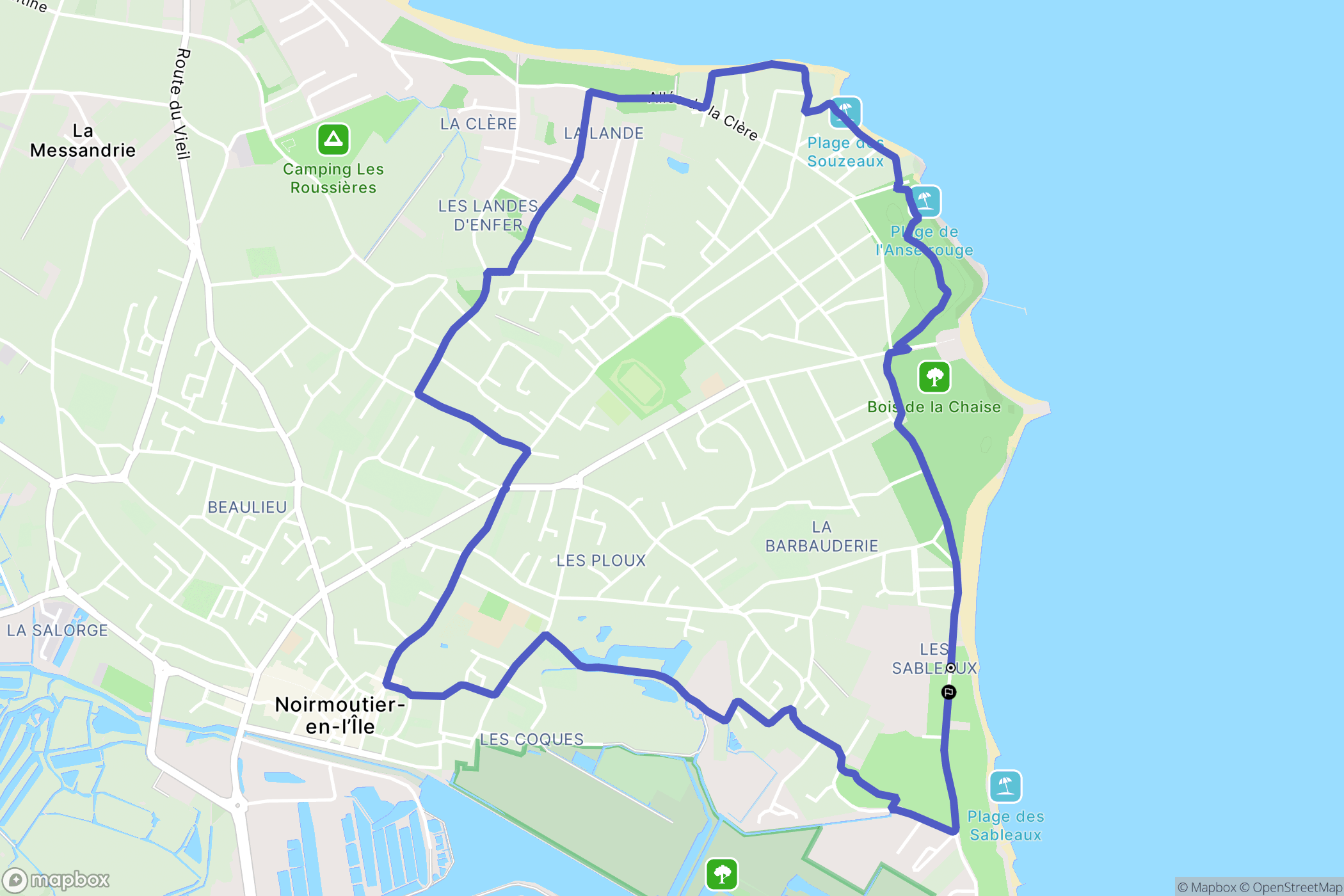 Noirmoutier-en-l'Île : carte du parcours de randonnée - France