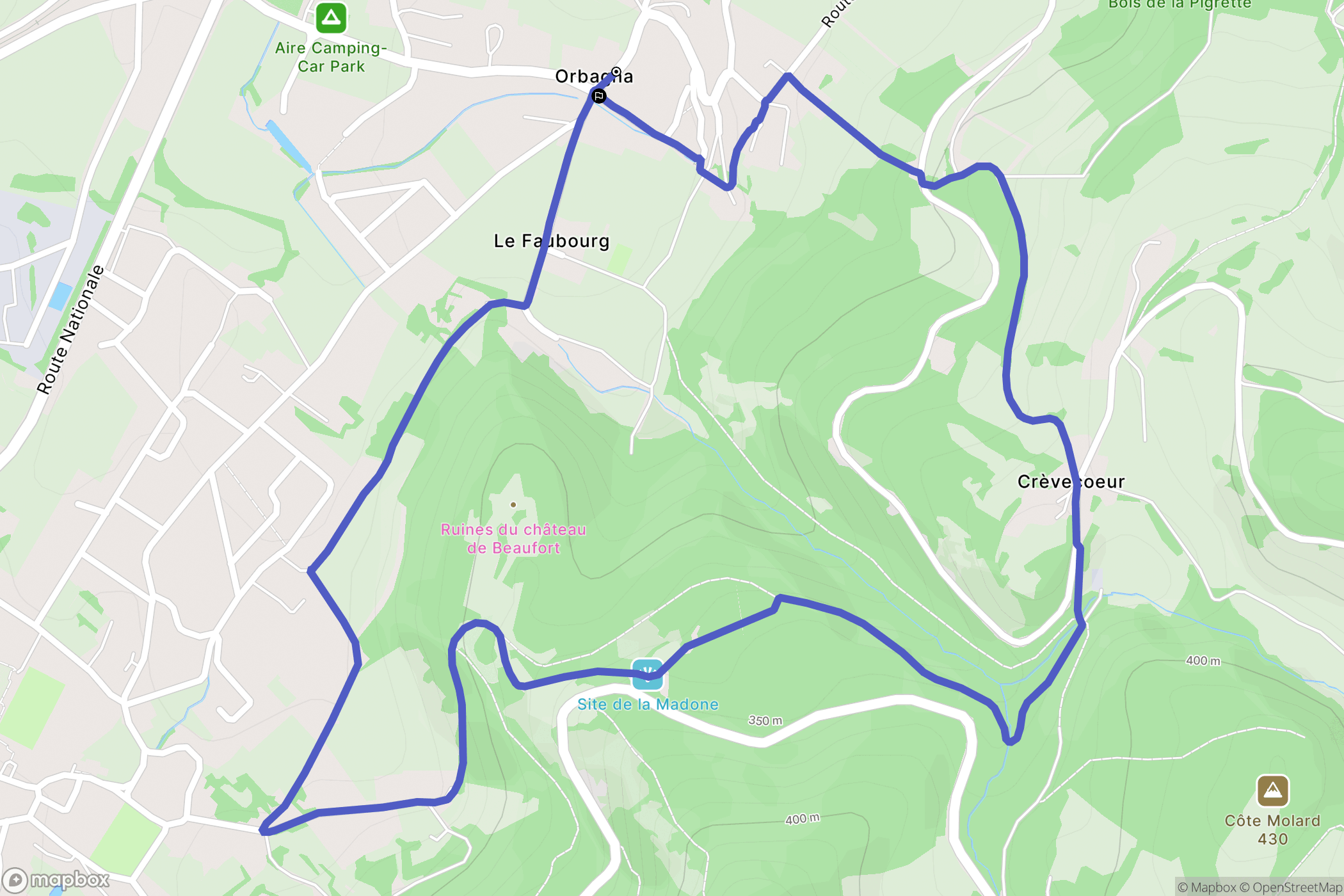 Beaufort-Orbagna : carte du parcours de randonnée - France