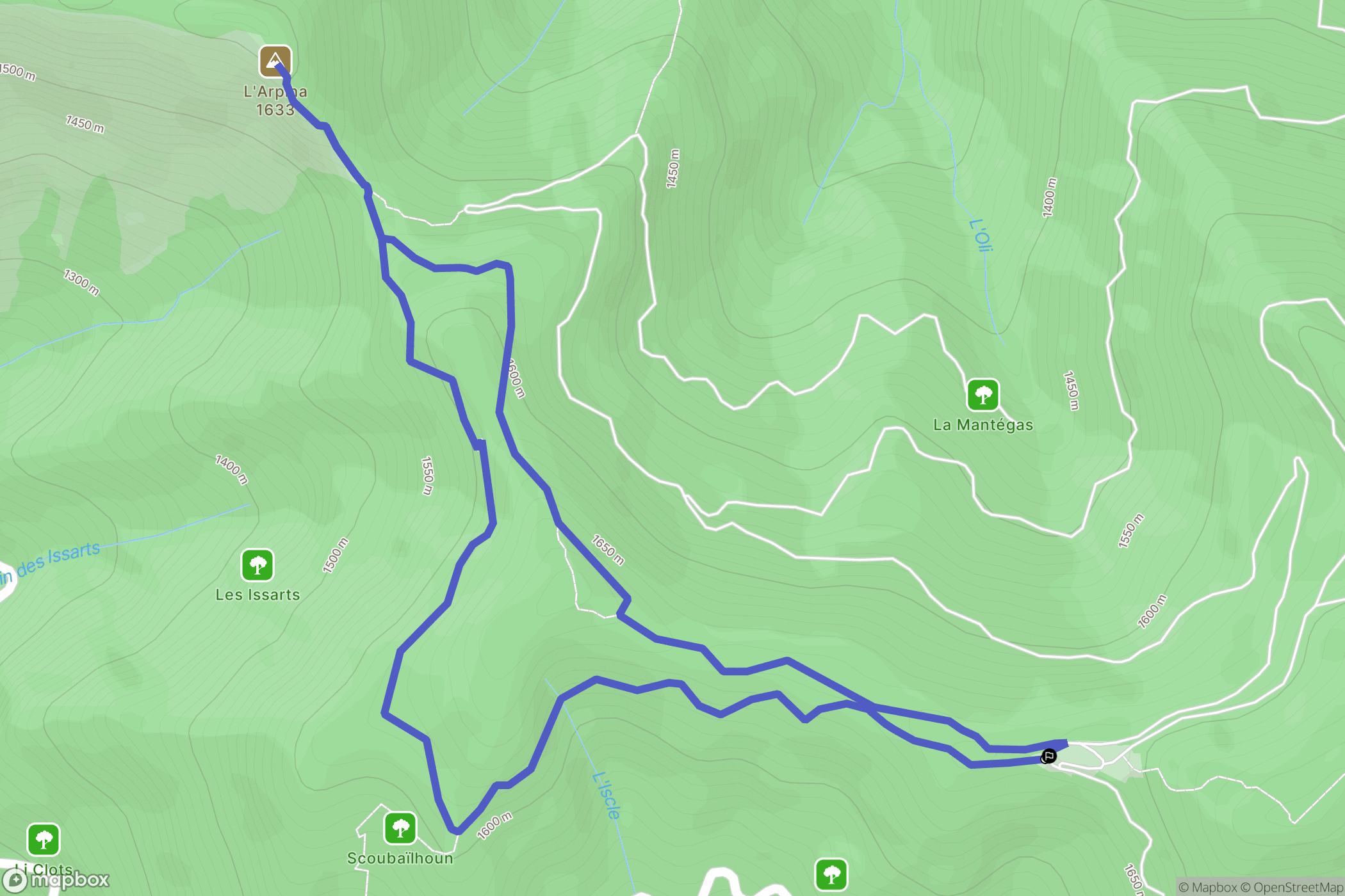 La Bollène-Vésubie : carte du parcours de randonnée - France