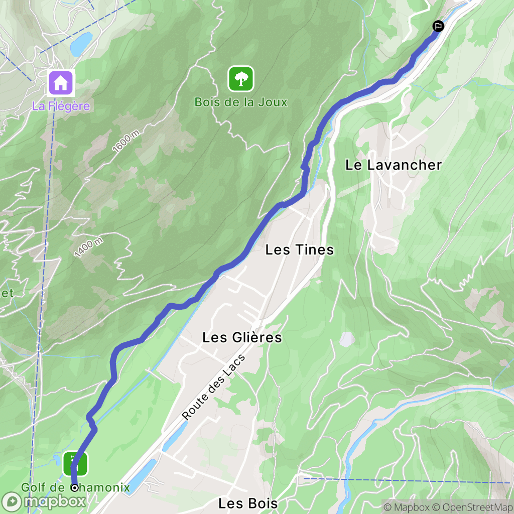 Chamonix-Mont-Blanc : carte du parcours de randonnée - France