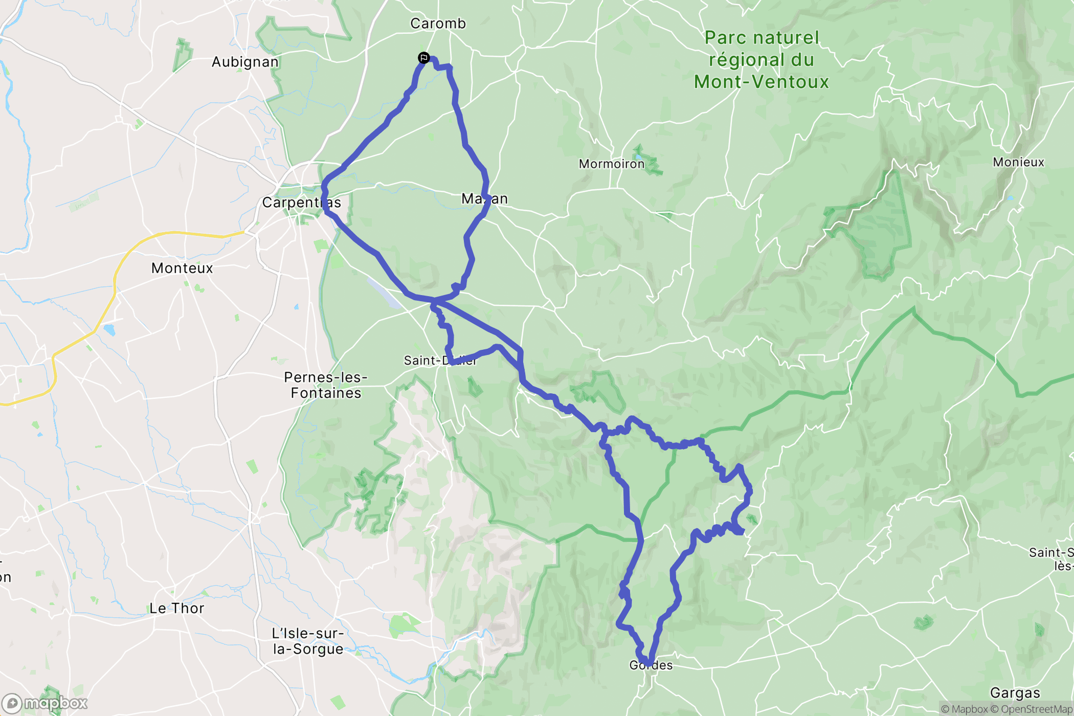 Caromb : carte du parcours de randonnée - France