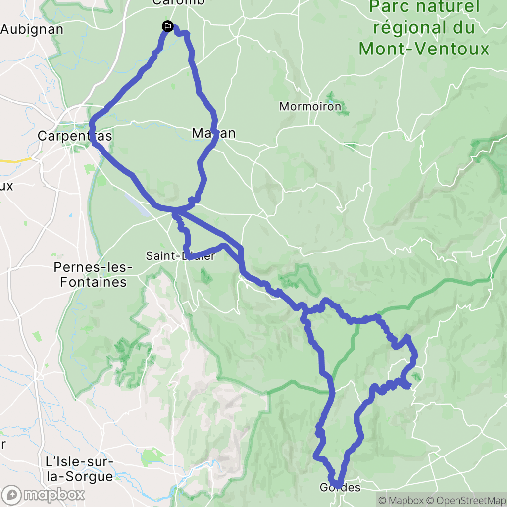 Caromb : carte du parcours de randonnée - France