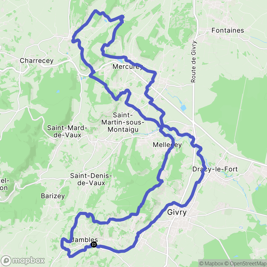 Jambles : carte du parcours de randonnée - France