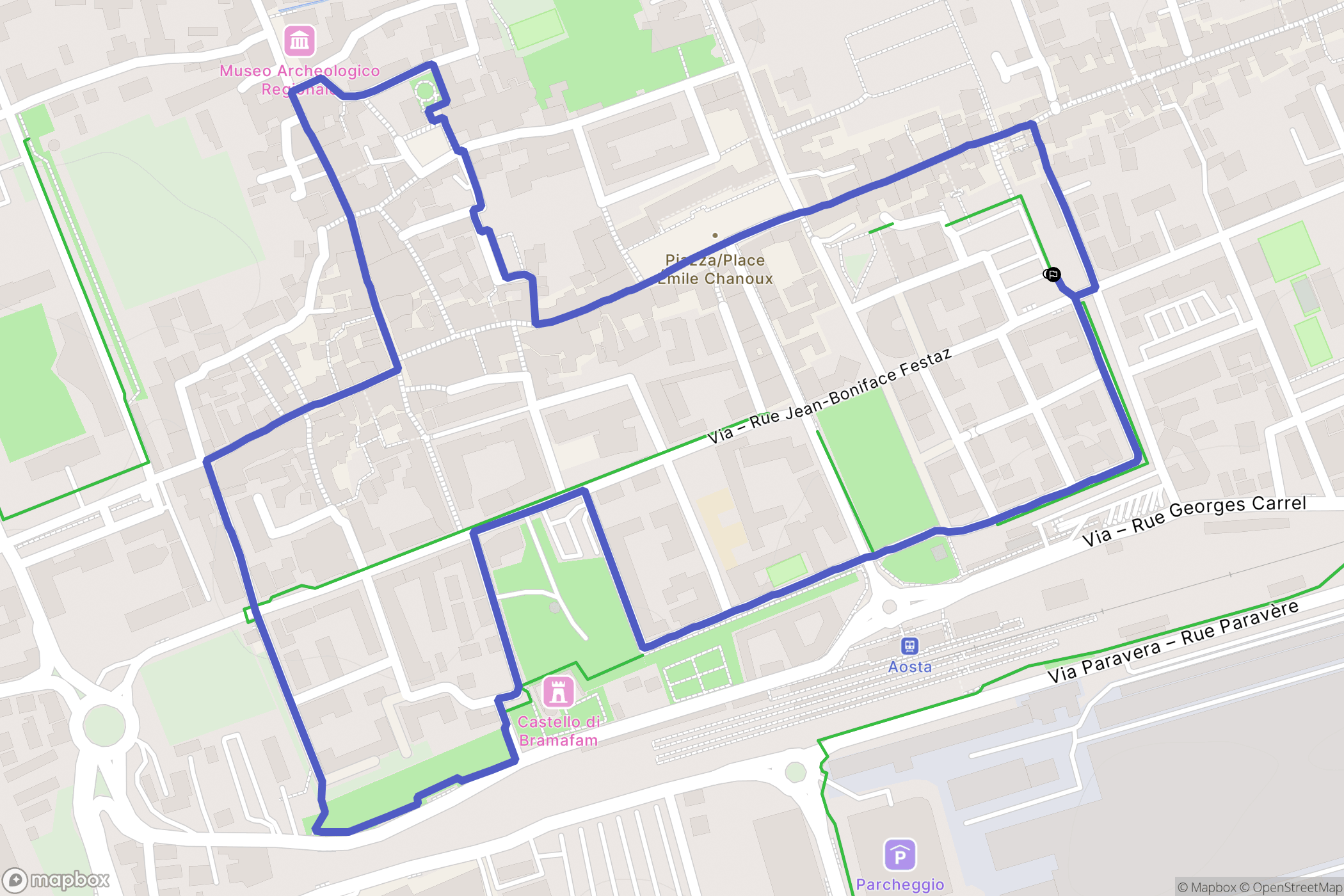 Aosta : carte du parcours de randonnée - Italy