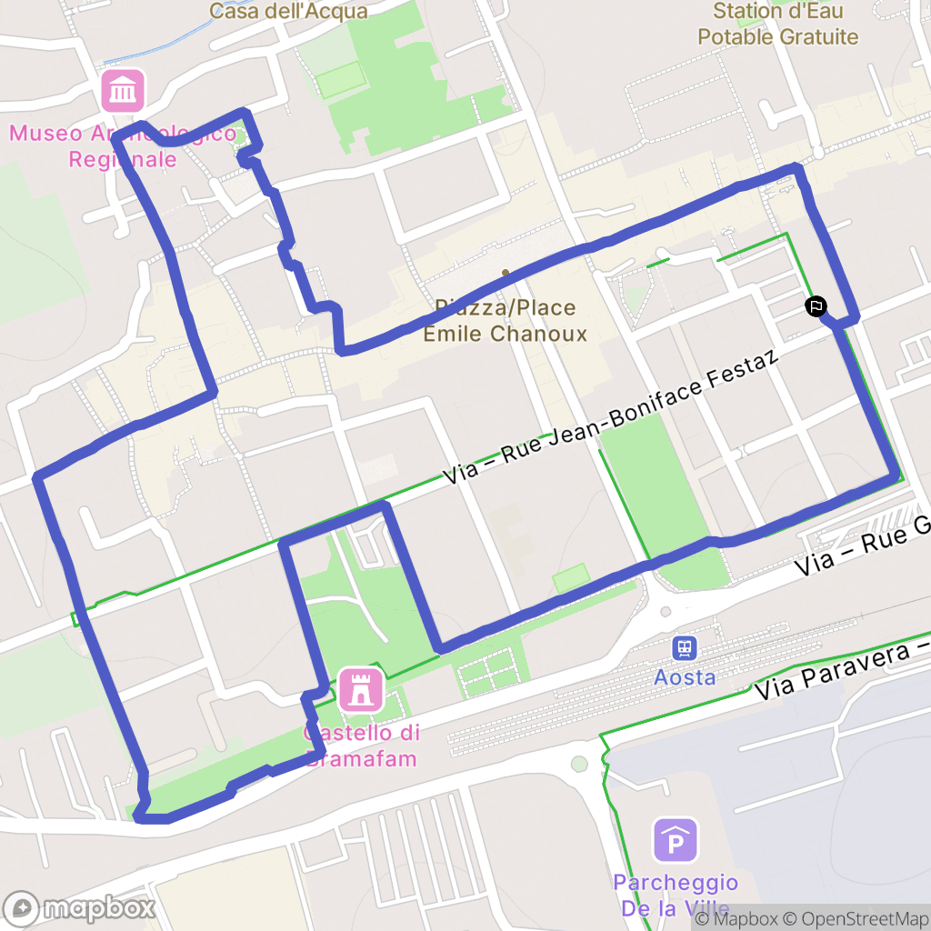 Aosta : carte du parcours de randonnée - Italy