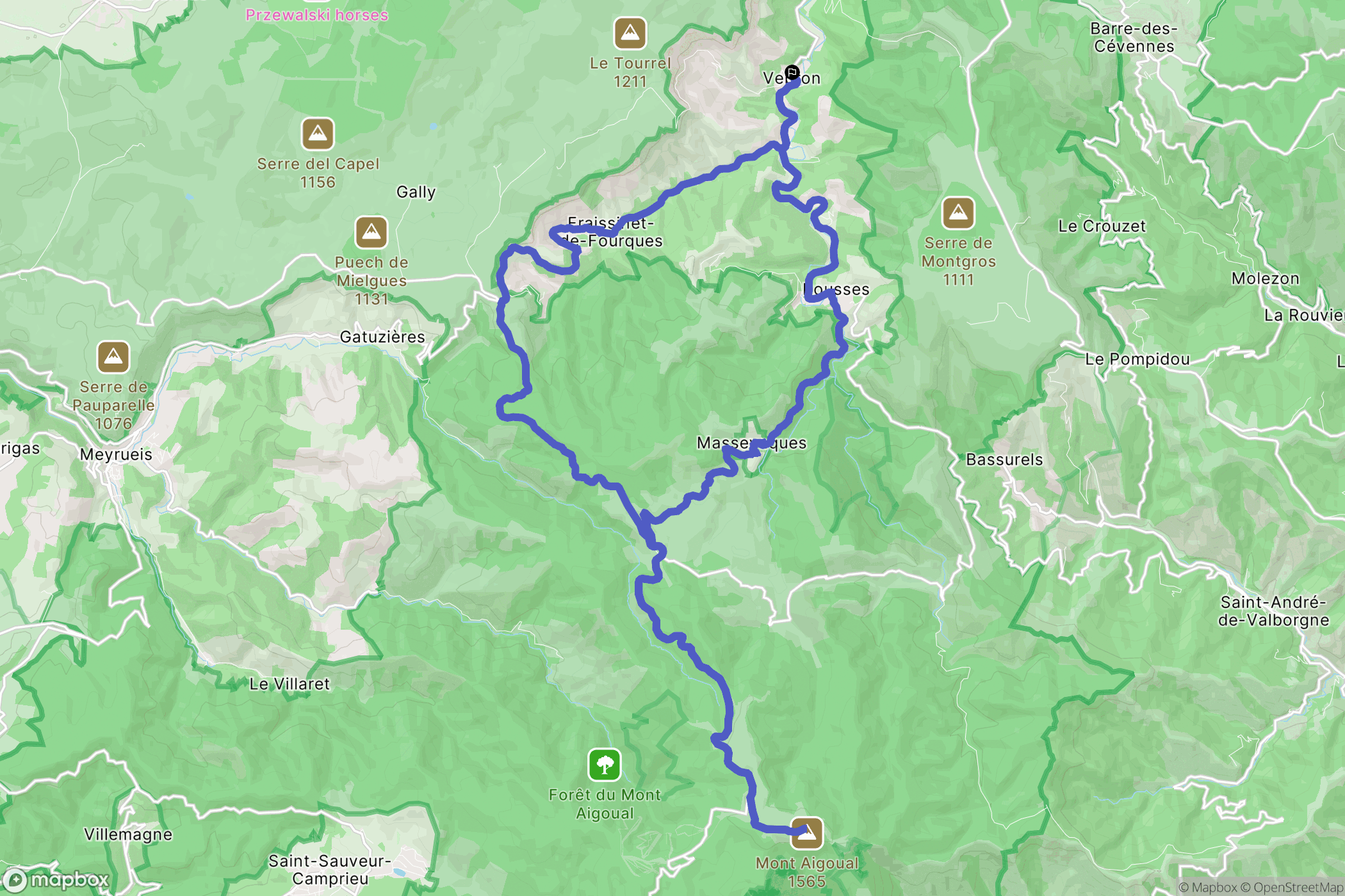 Vebron : carte du parcours de randonnée - France
