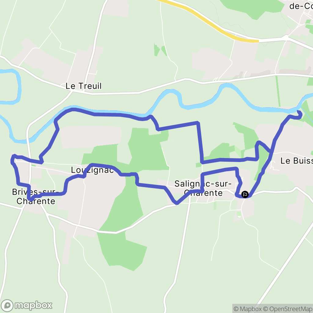 Salignac-sur-Charente : carte du parcours de randonnée - France