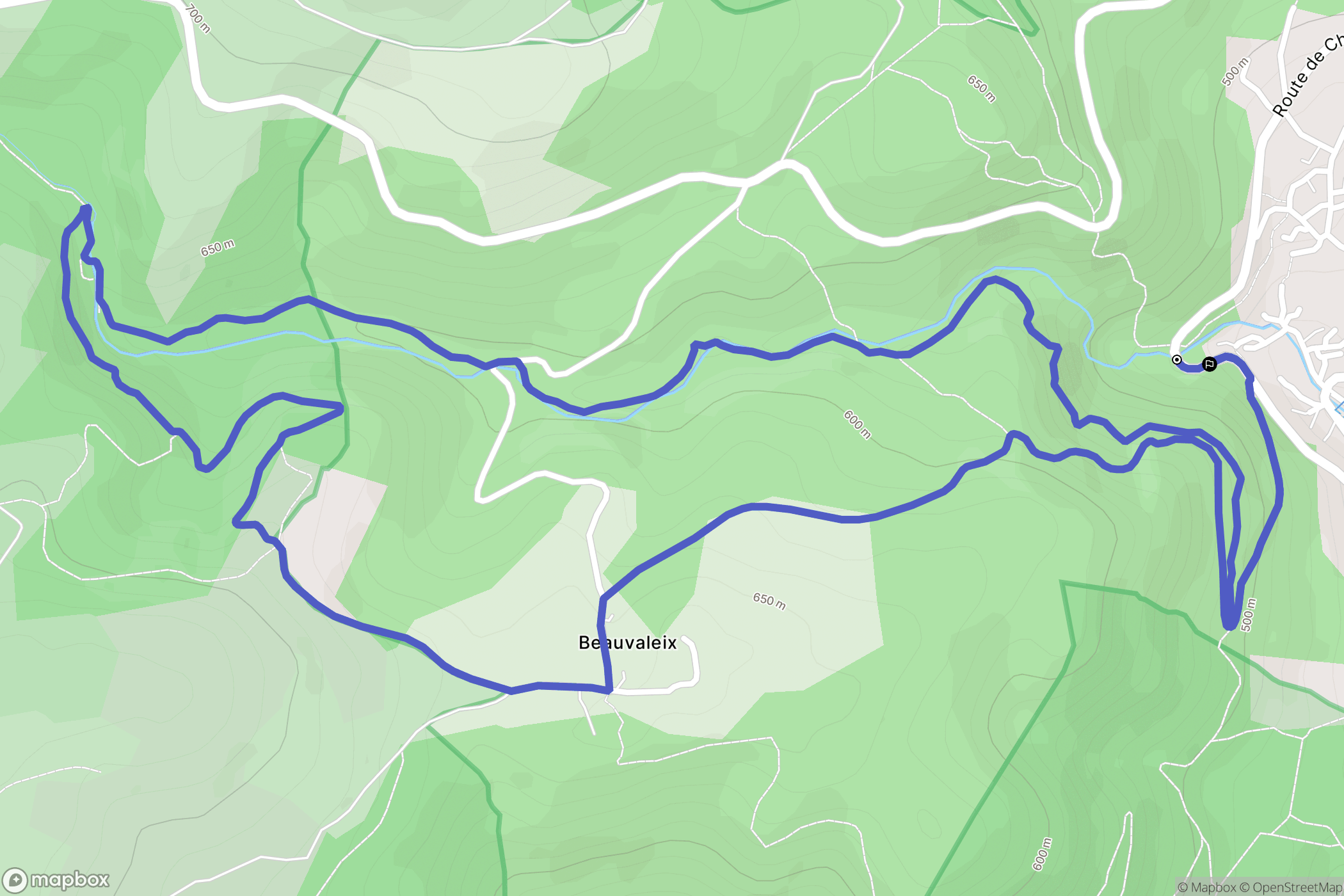 Enval : carte du parcours de randonnée - France