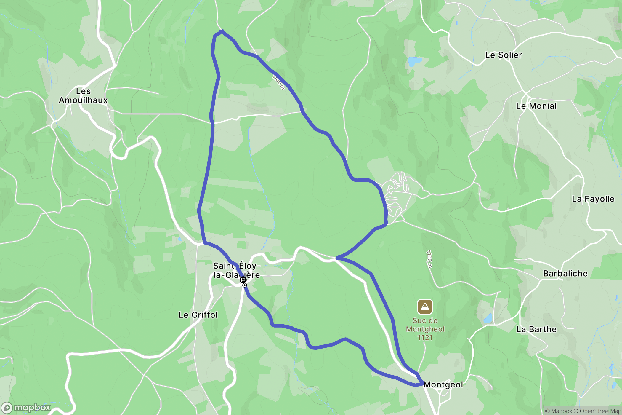 Saint-Éloy-la-Glacière : carte du parcours de randonnée - France