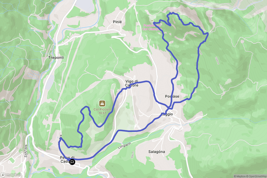 Pelos di Cadore : carte du parcours de randonnée - Italy