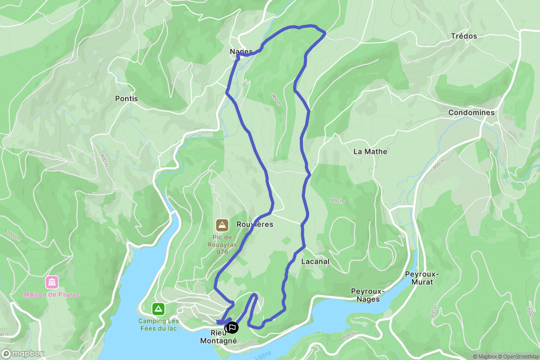 Nages : carte du parcours de randonnée - France