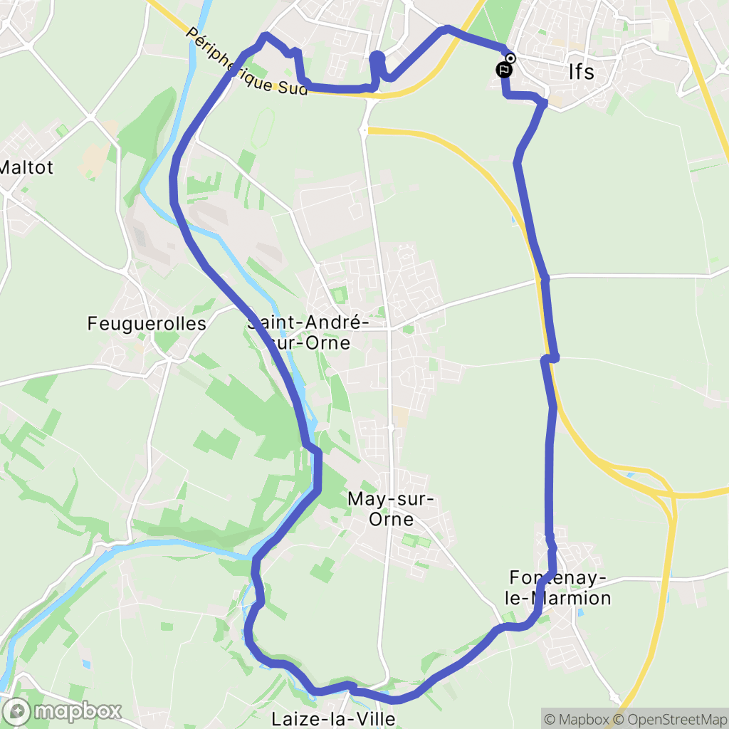 Ifs : carte du parcours de randonnée - France