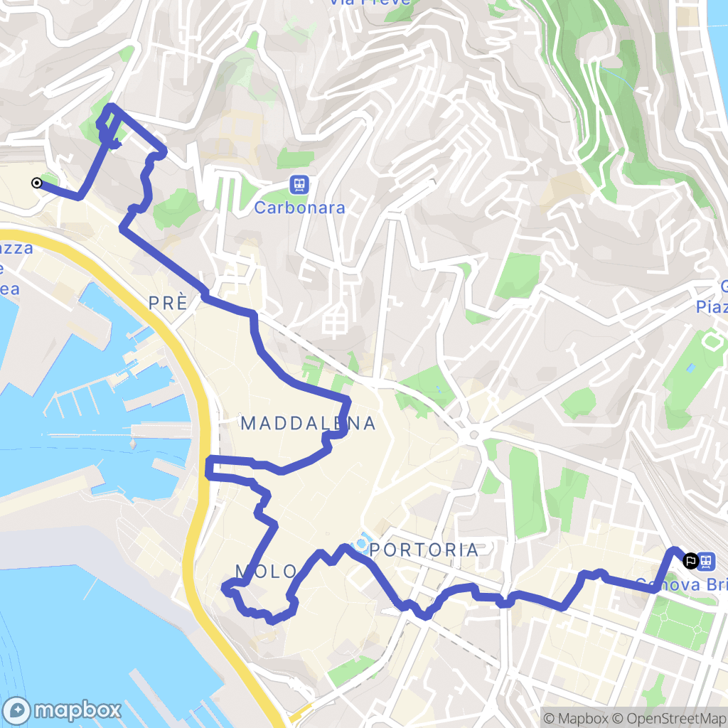 Genova : carte du parcours de randonnée - Italy