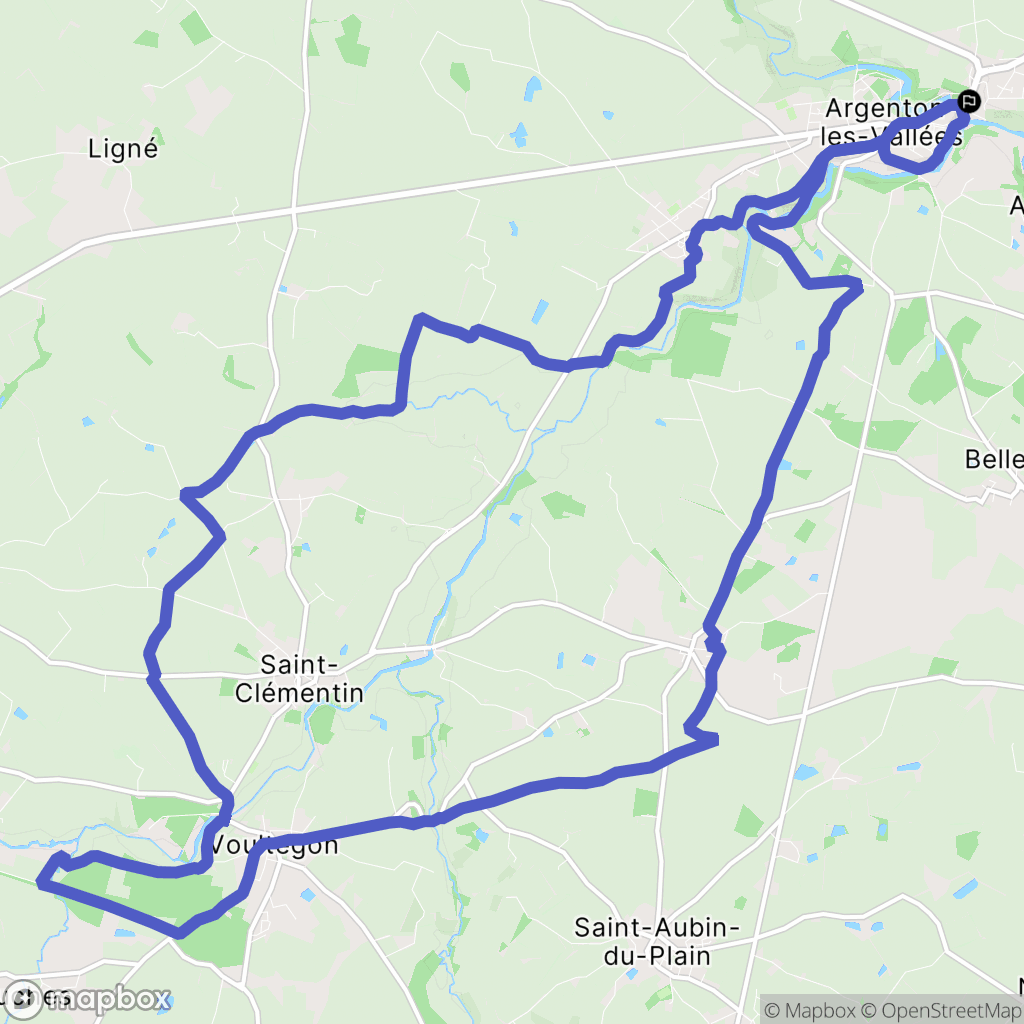 Argentonnay : carte du parcours de randonnée - France