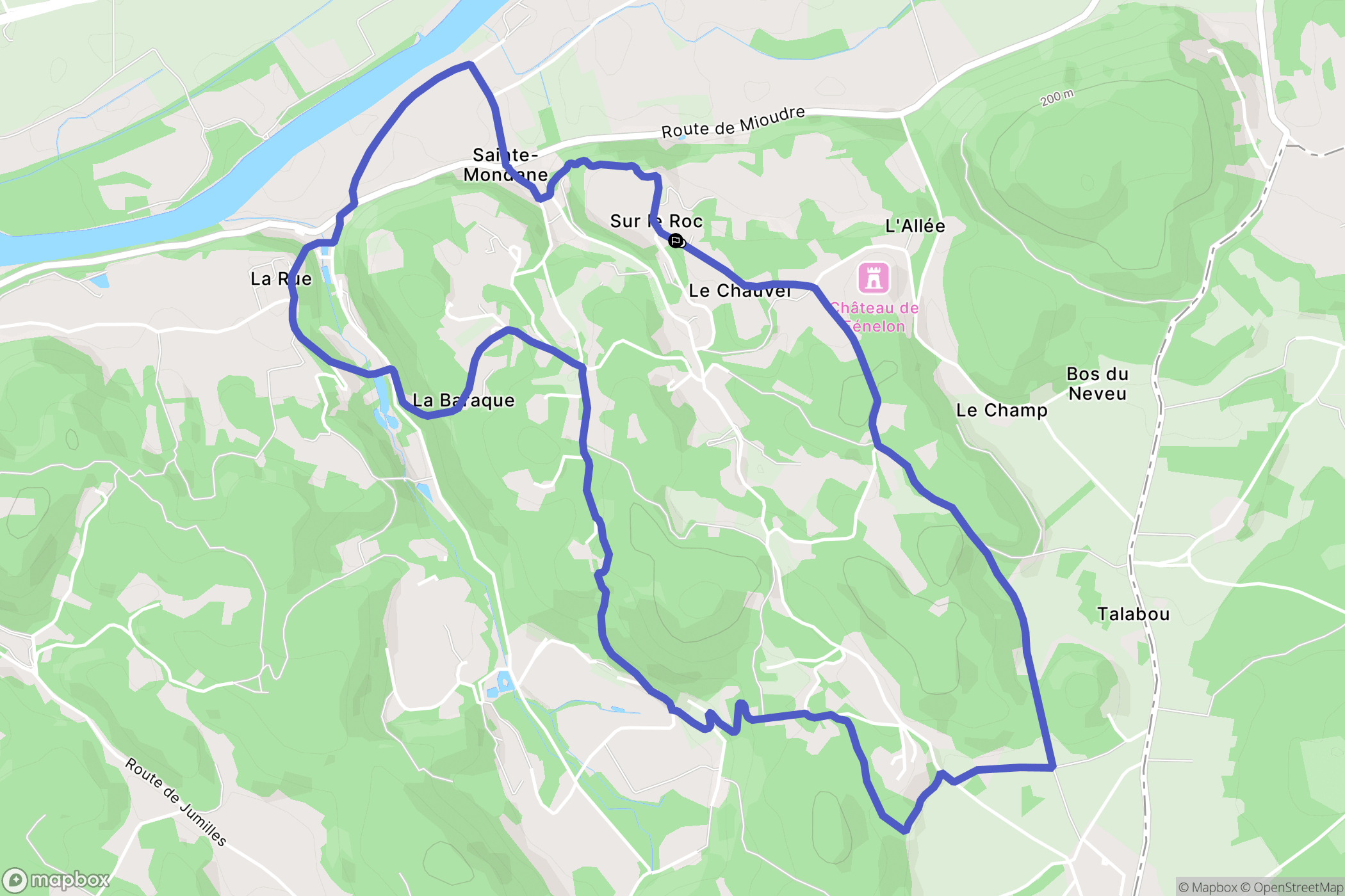 Sainte-Mondane : carte du parcours de randonnée - France