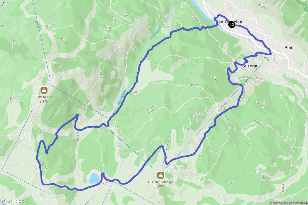 San Cassiano : carte du parcours de randonnée - Italy