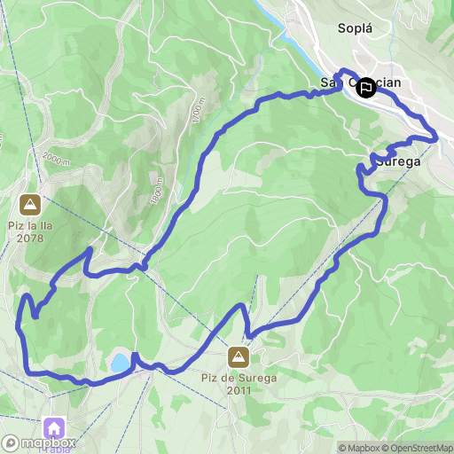 San Cassiano : carte du parcours de randonnée - Italy